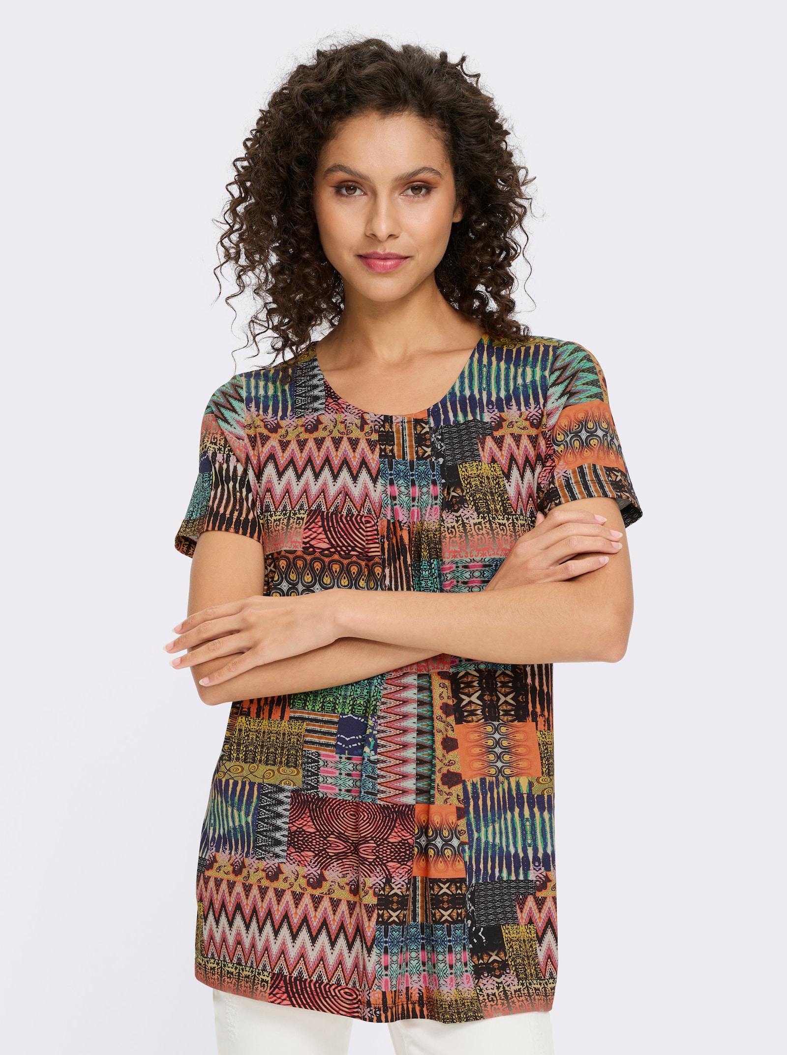 heine Print-Shirt mit Biesen - terra-rot-bedruckt