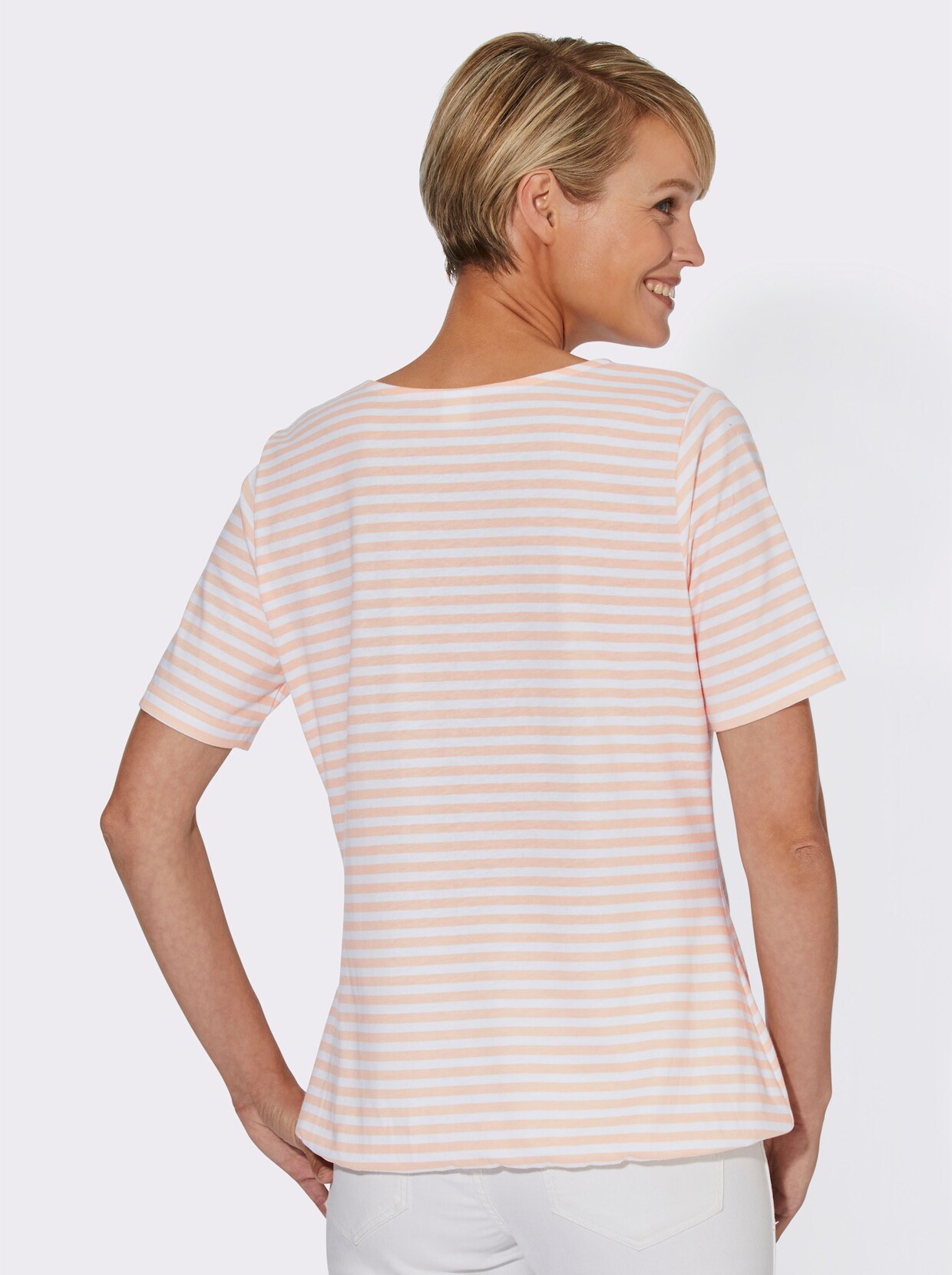 Gestreept shirt - apricot geprint