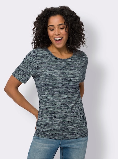 Shirt met ronde hals - lichtblauw/marine bedrukt