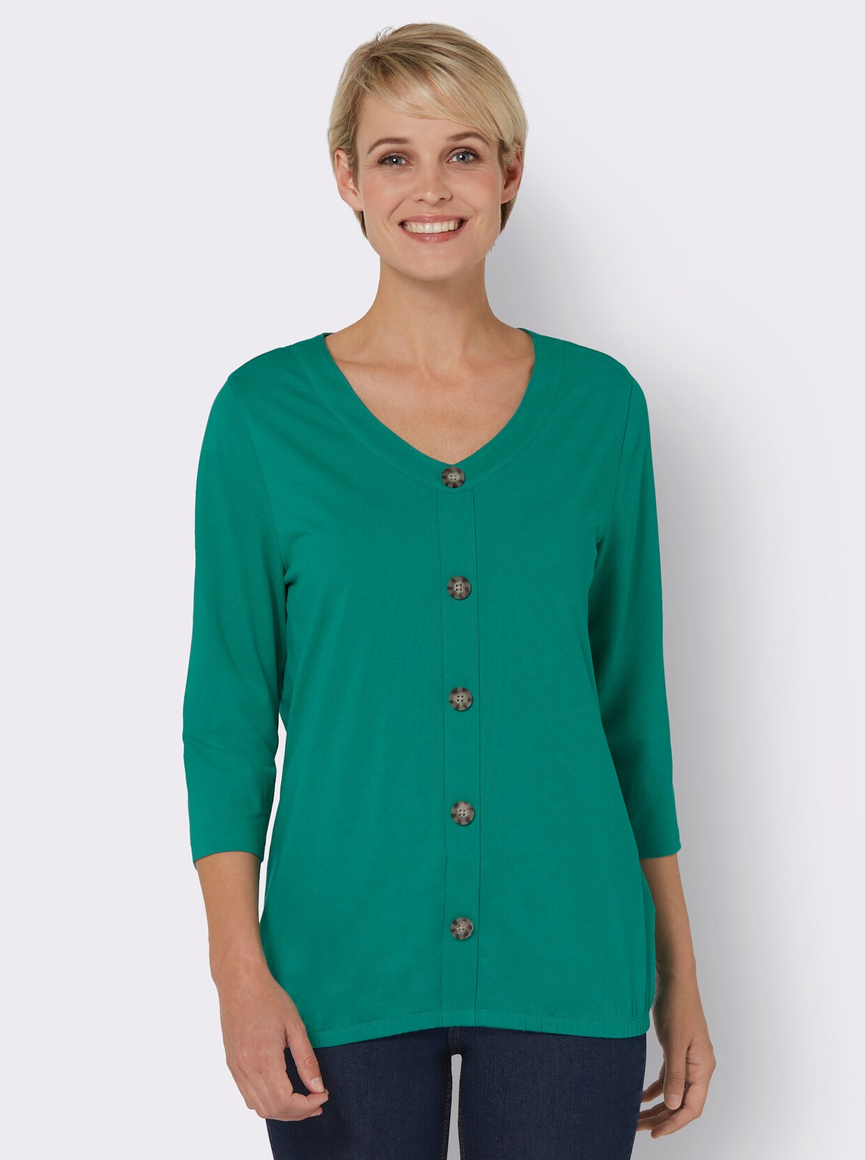Shirt met 3/4-mouw - smaragdgroen