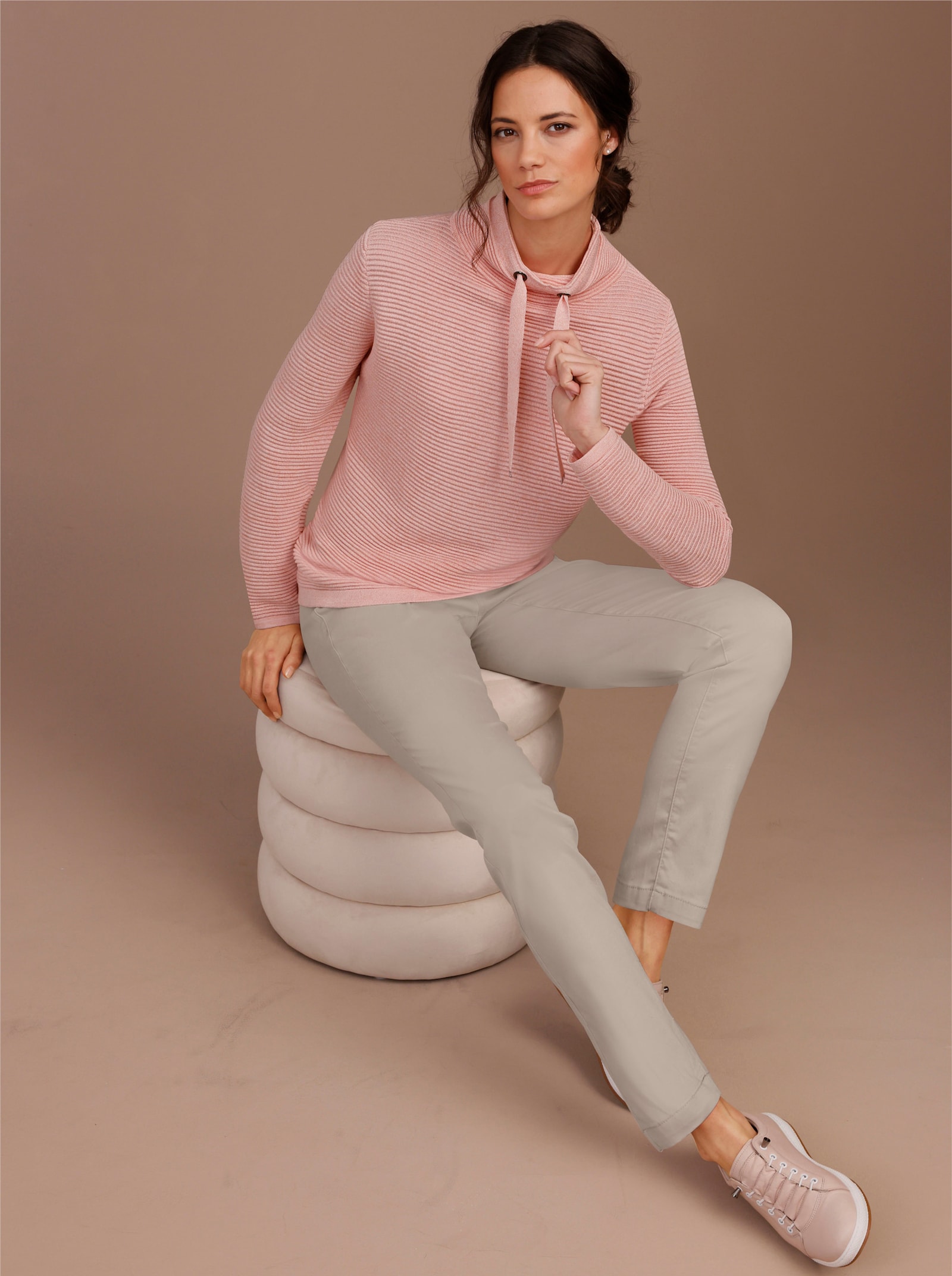 CREATION L PREMIUM High-waist-Jeans mit Komfort-Bund - sesam