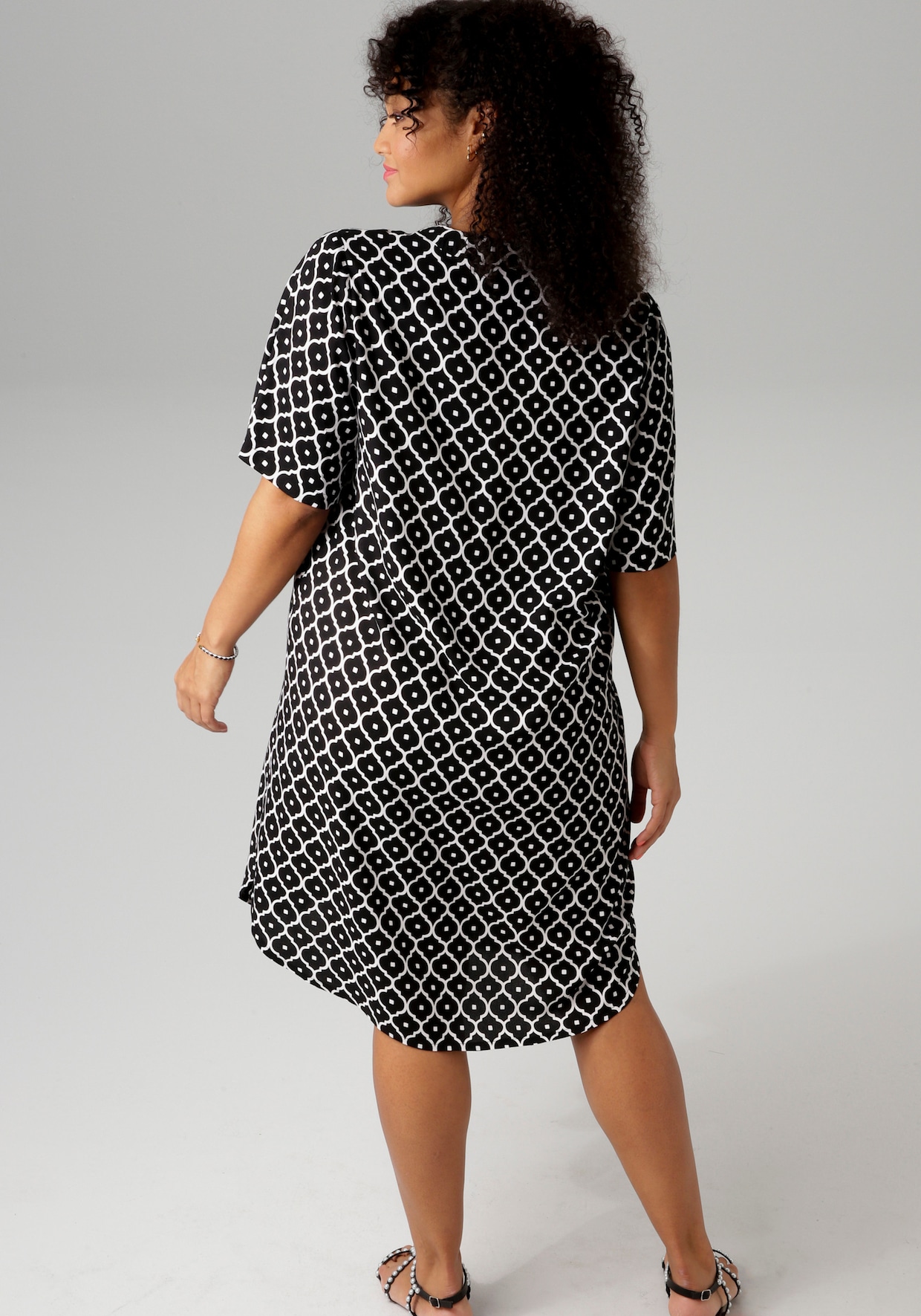 Aniston PLUS Blusenkleid - schwarz-weiß