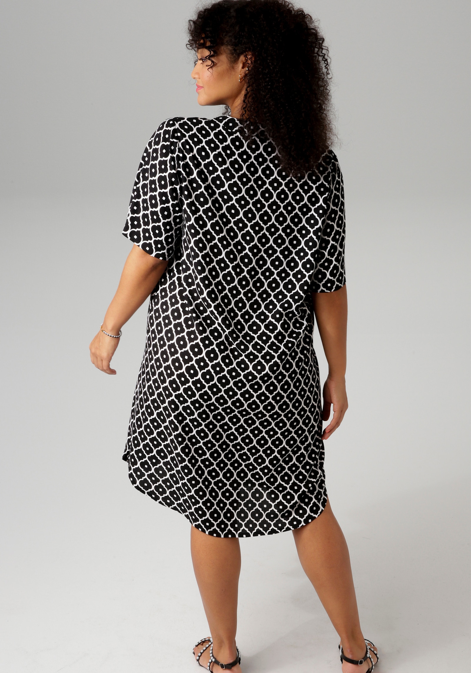Aniston PLUS Blusenkleid - schwarz-weiß