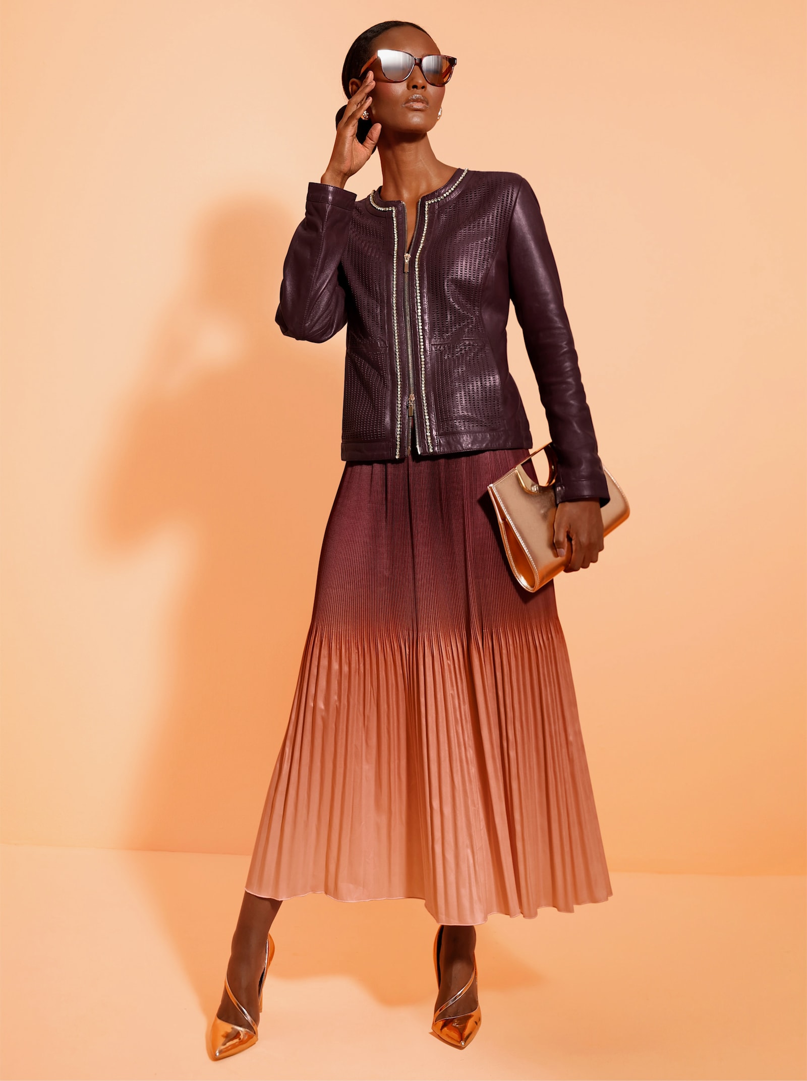 Mainpol Lederblazer mit Perforierung - burgund