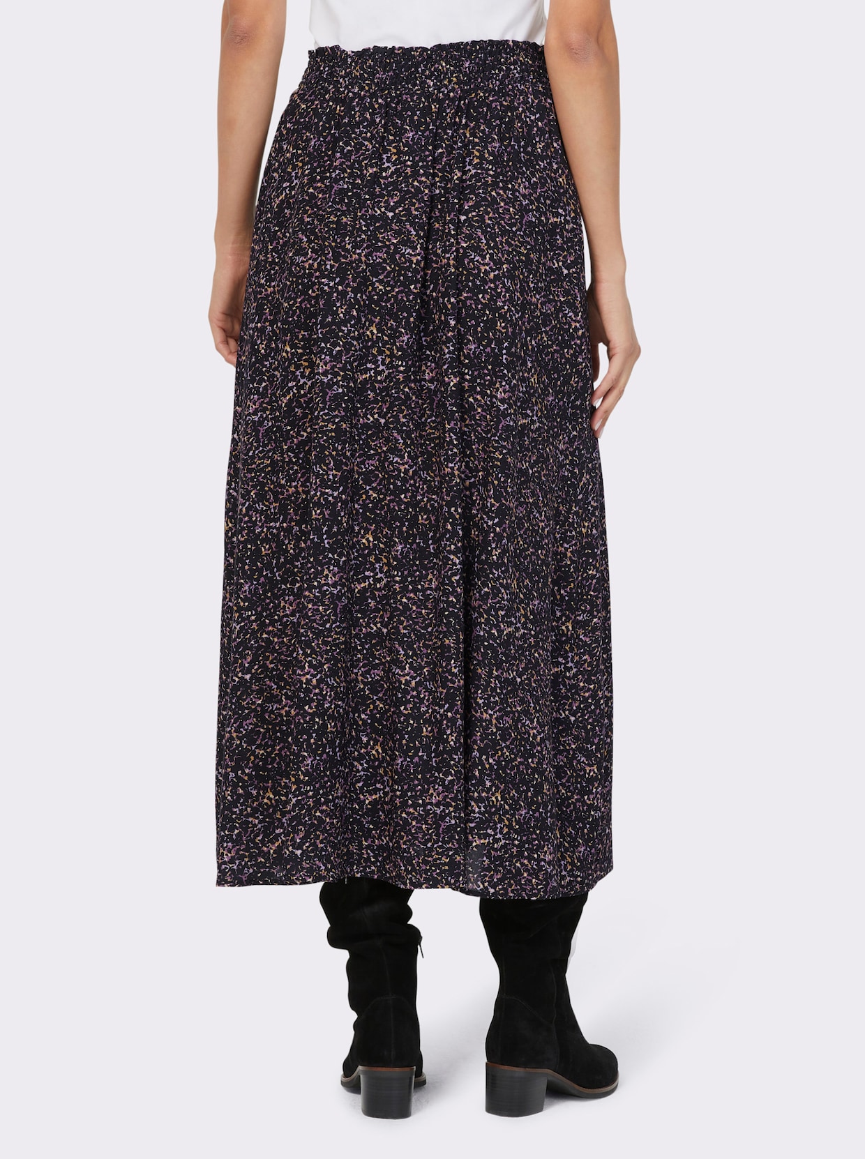 heine Rok met print - zwart/lavendel bedrukt