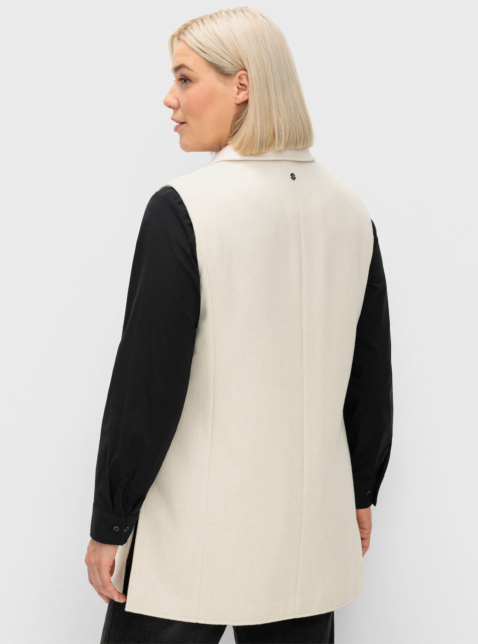 sheego Longweste mit Reverskragen - beige