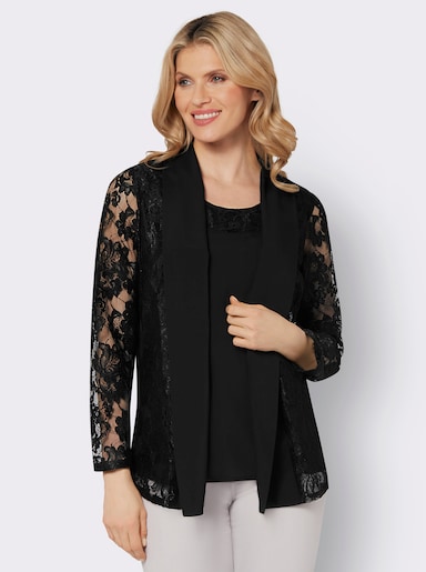 2-in-1-blouse - zwart