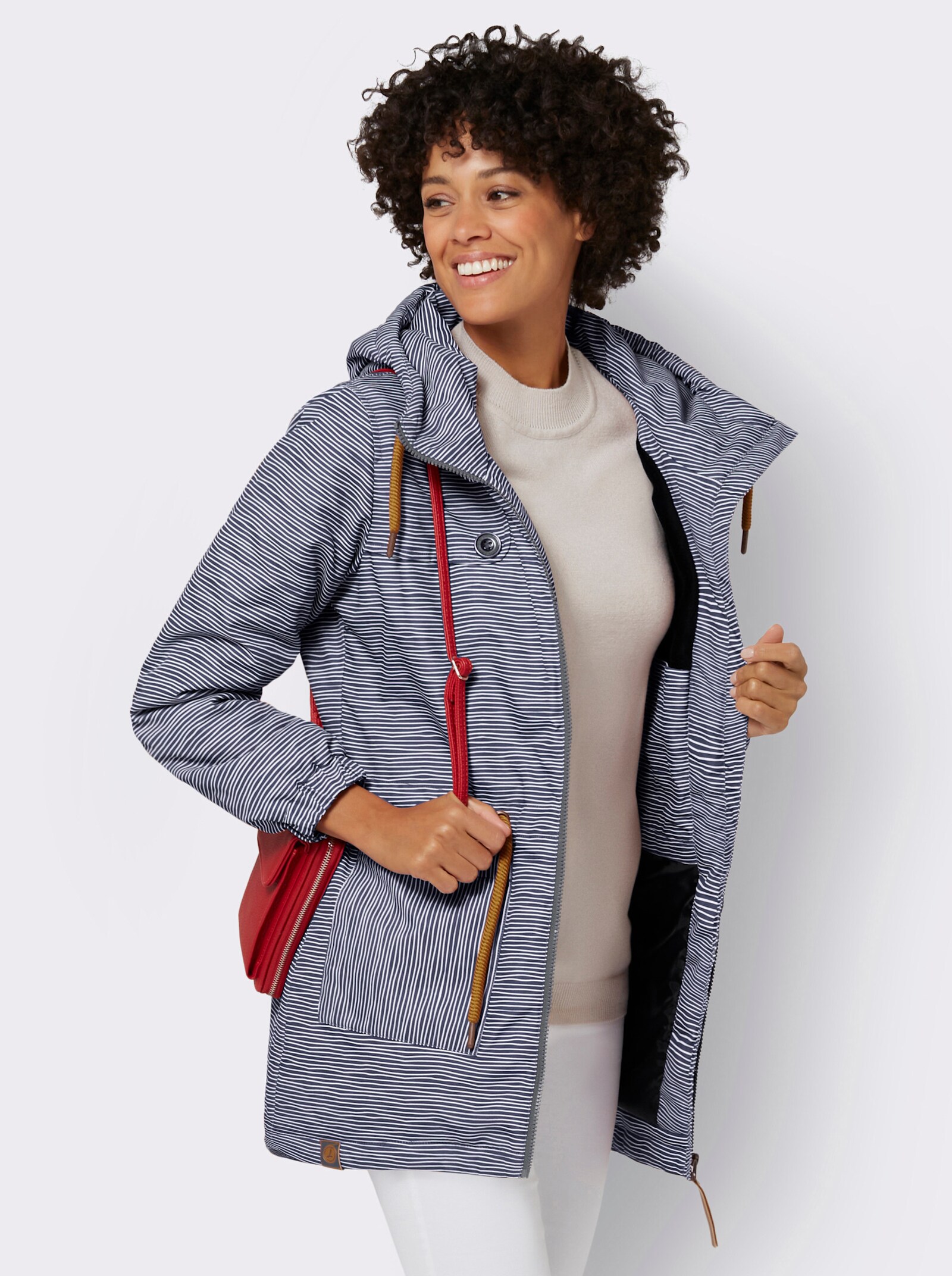 Jacke wind- und wasserabweisend - marine-weiß-geringelt