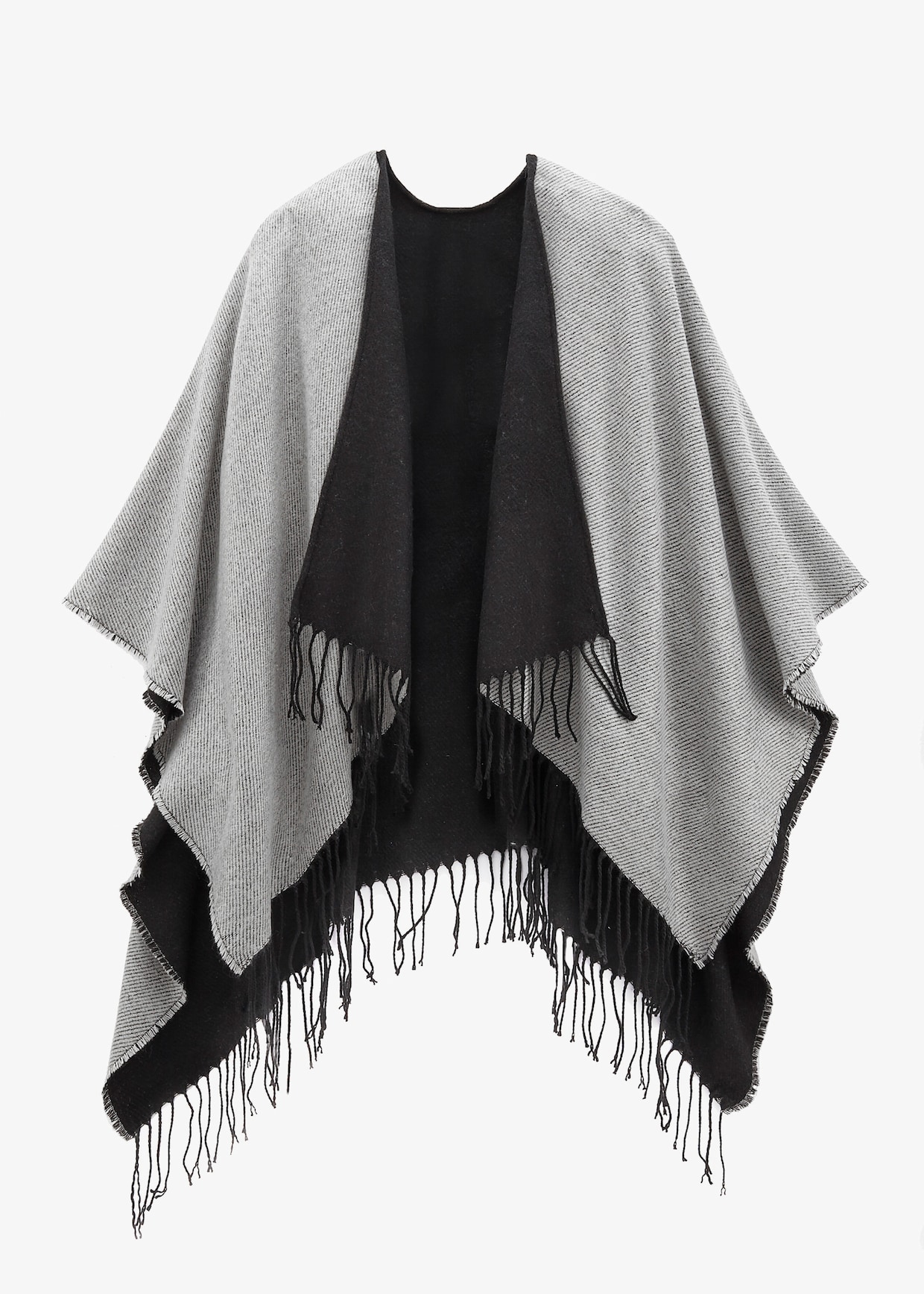 LASCANA Strickponcho - grau-schwarz