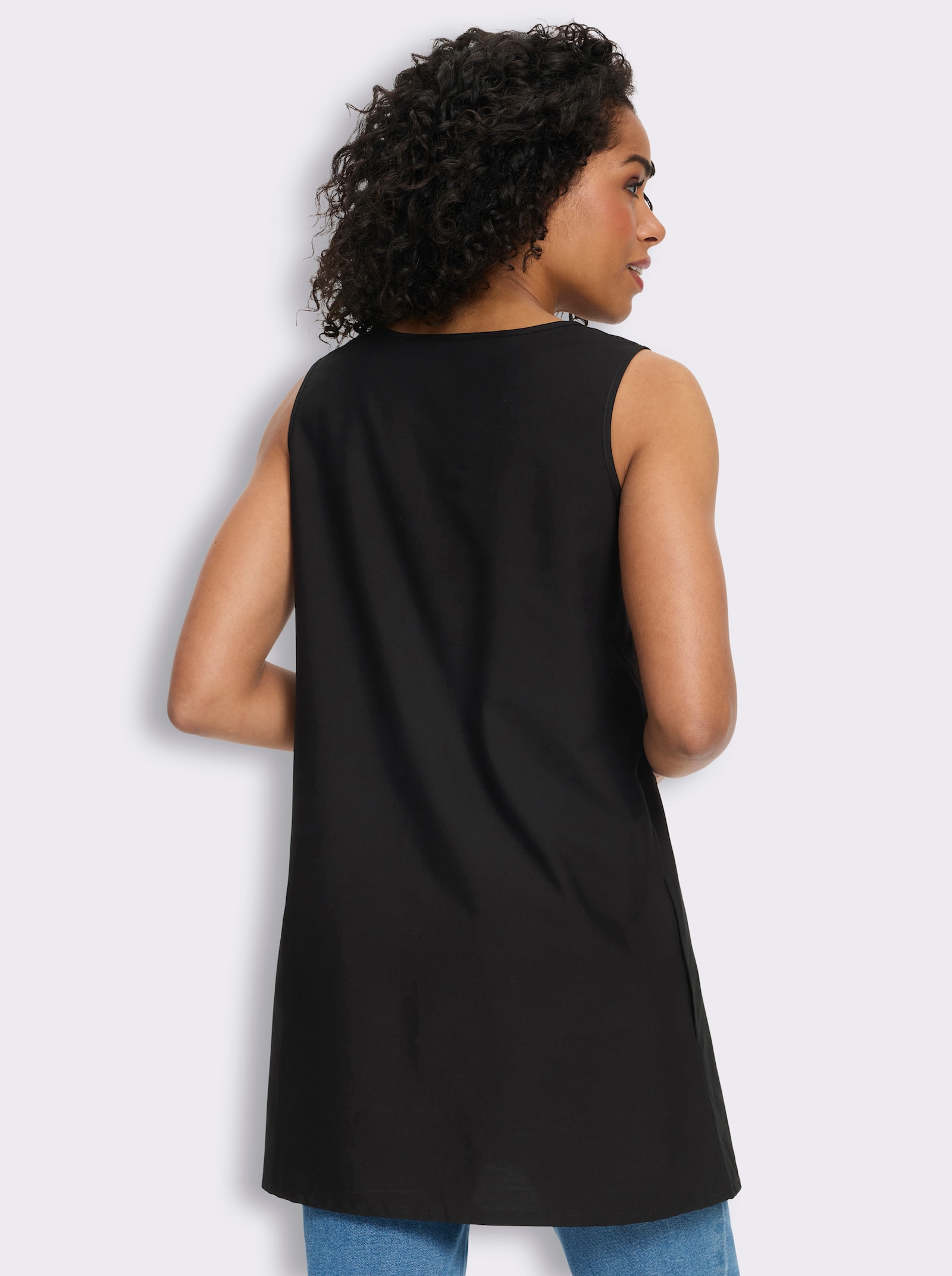  Longtop in leicht ausgestellter A-Form - schwarz