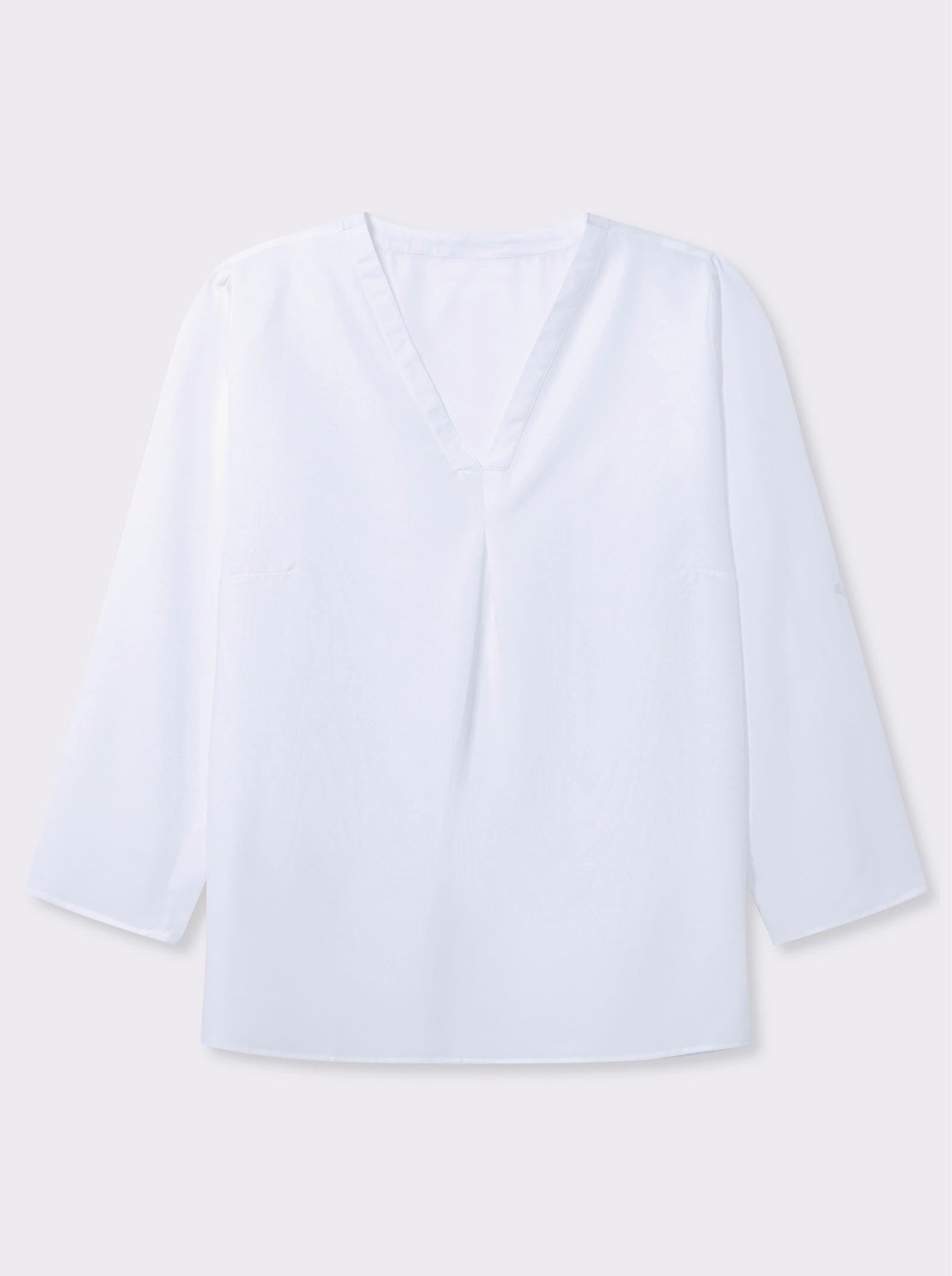 Longbluse mit verlängertem Rückenteil - weiß