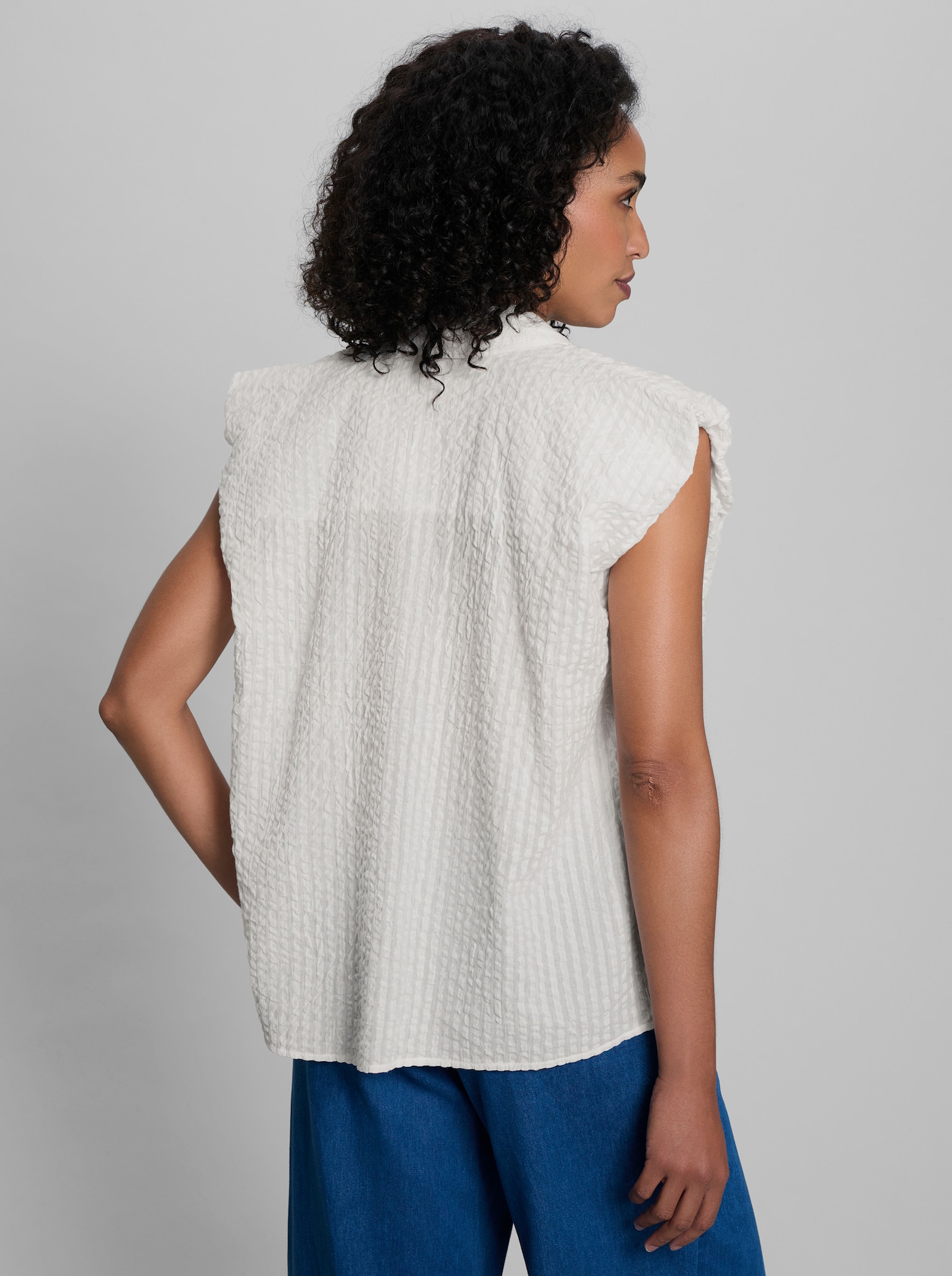 heine Ärmellose Bluse aus Seersucker - ecru