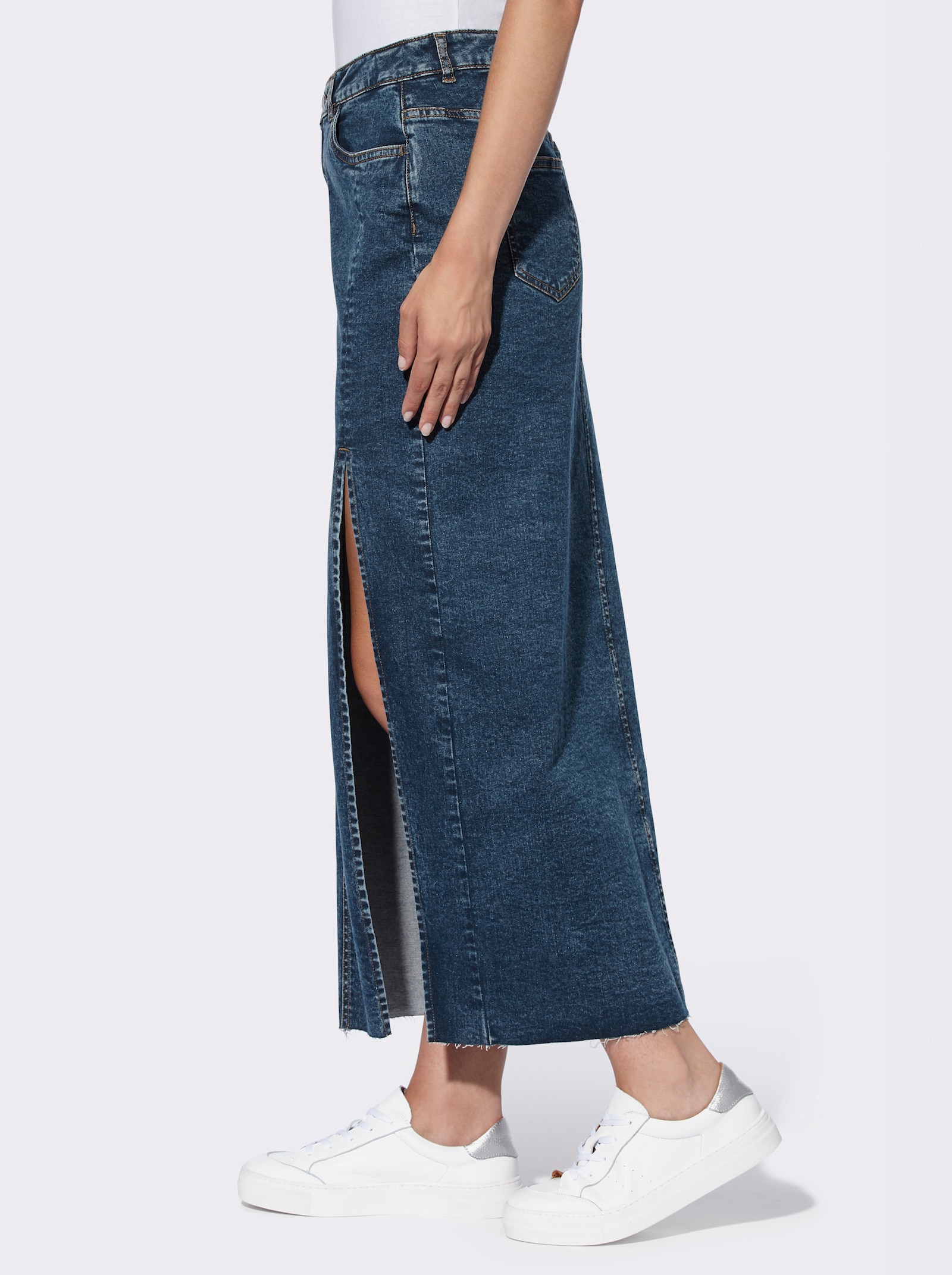 heine Jeansrok met extra lange zijsplit - blue-stonewashed