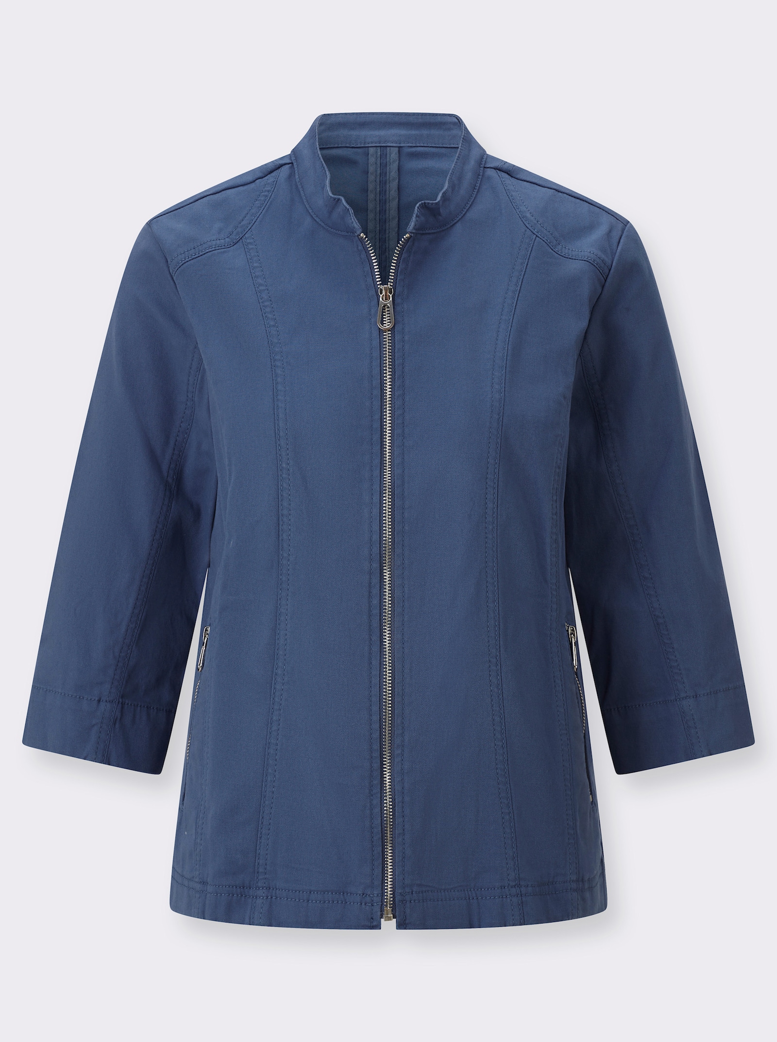 Jeansblazer mit Reißverschluss-Taschen - jeansblau