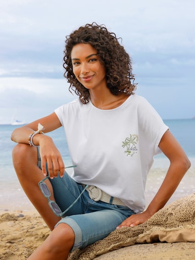 heine T-shirt à manches courtes - blanc-bleu jean imprimé