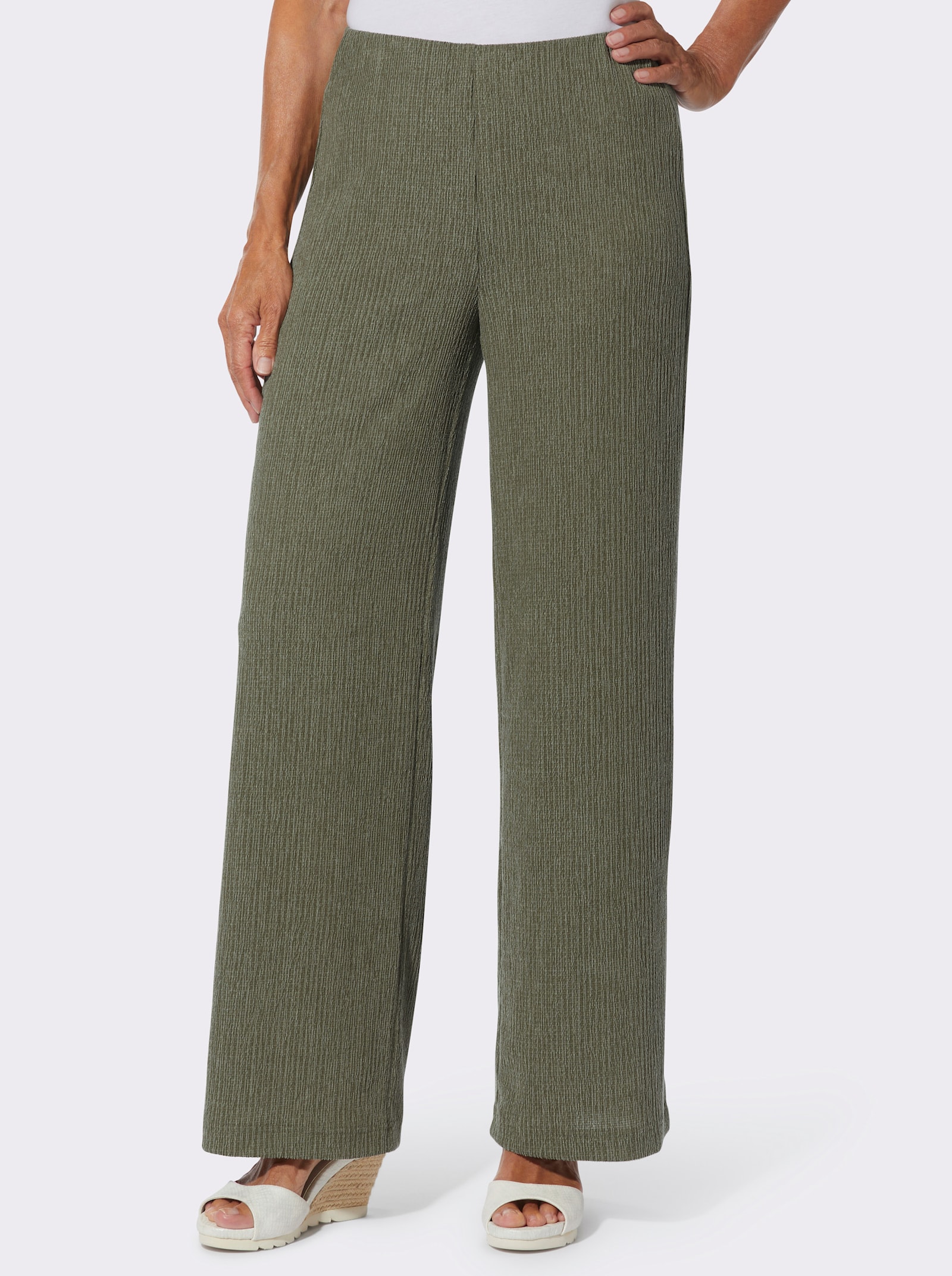 Palazzohose mit Rundum-Dehnbund - khaki