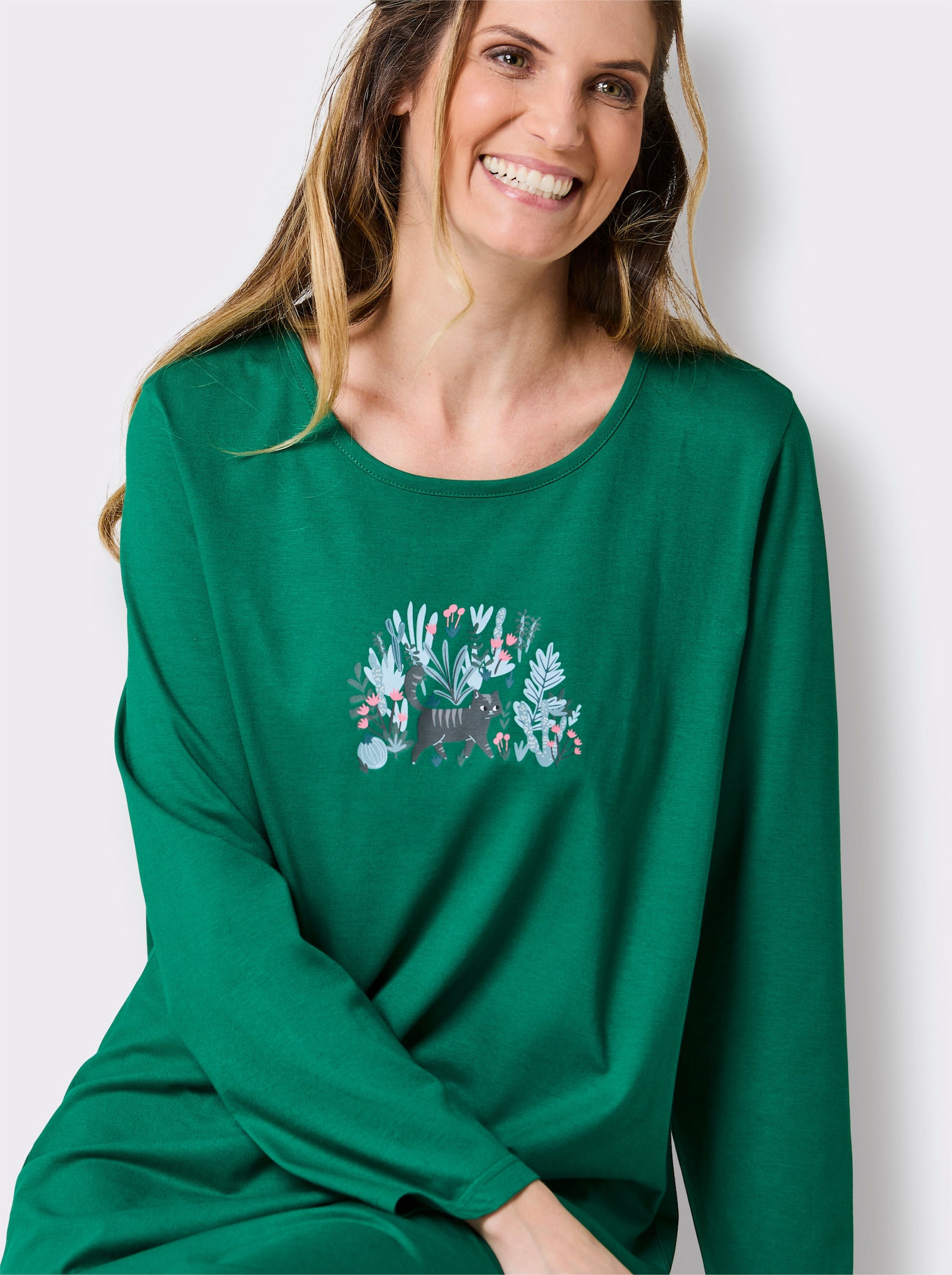 Comtessa Nachthemden - grün + hellgrau