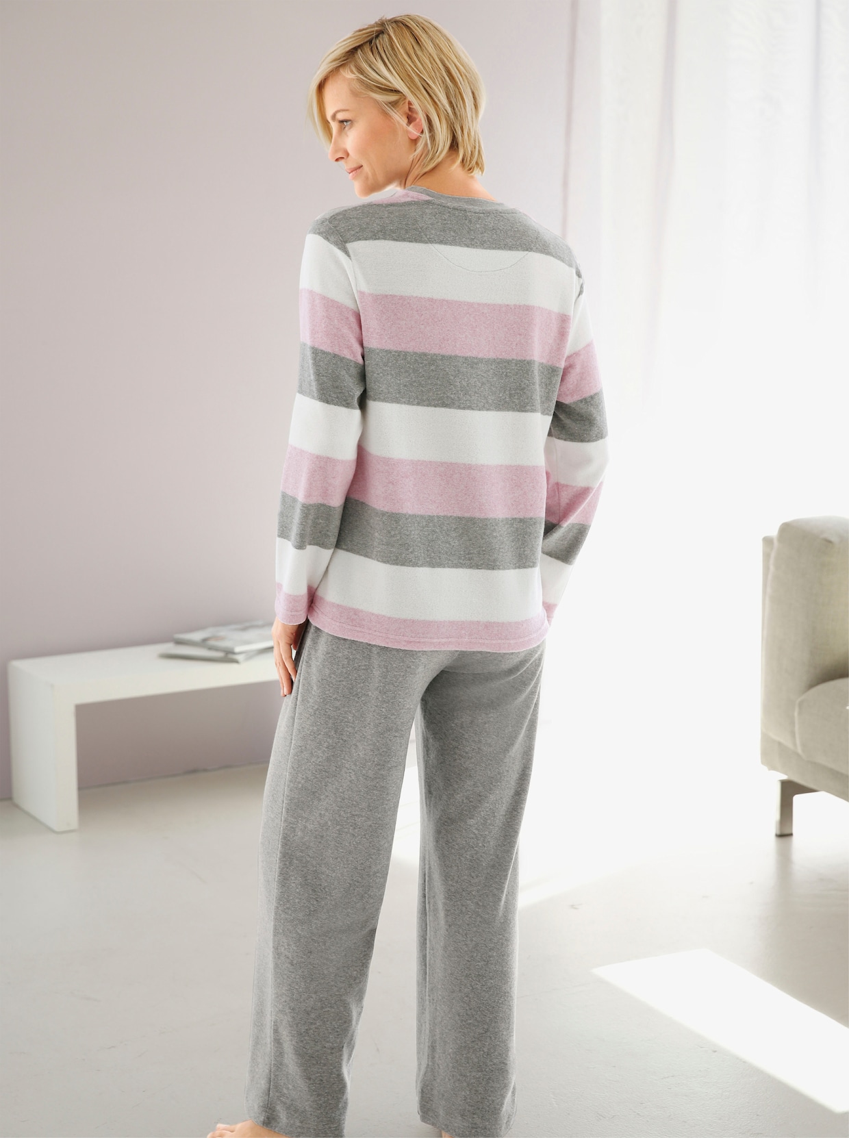 Normann Schlafanzug - rosé-grau-meliert