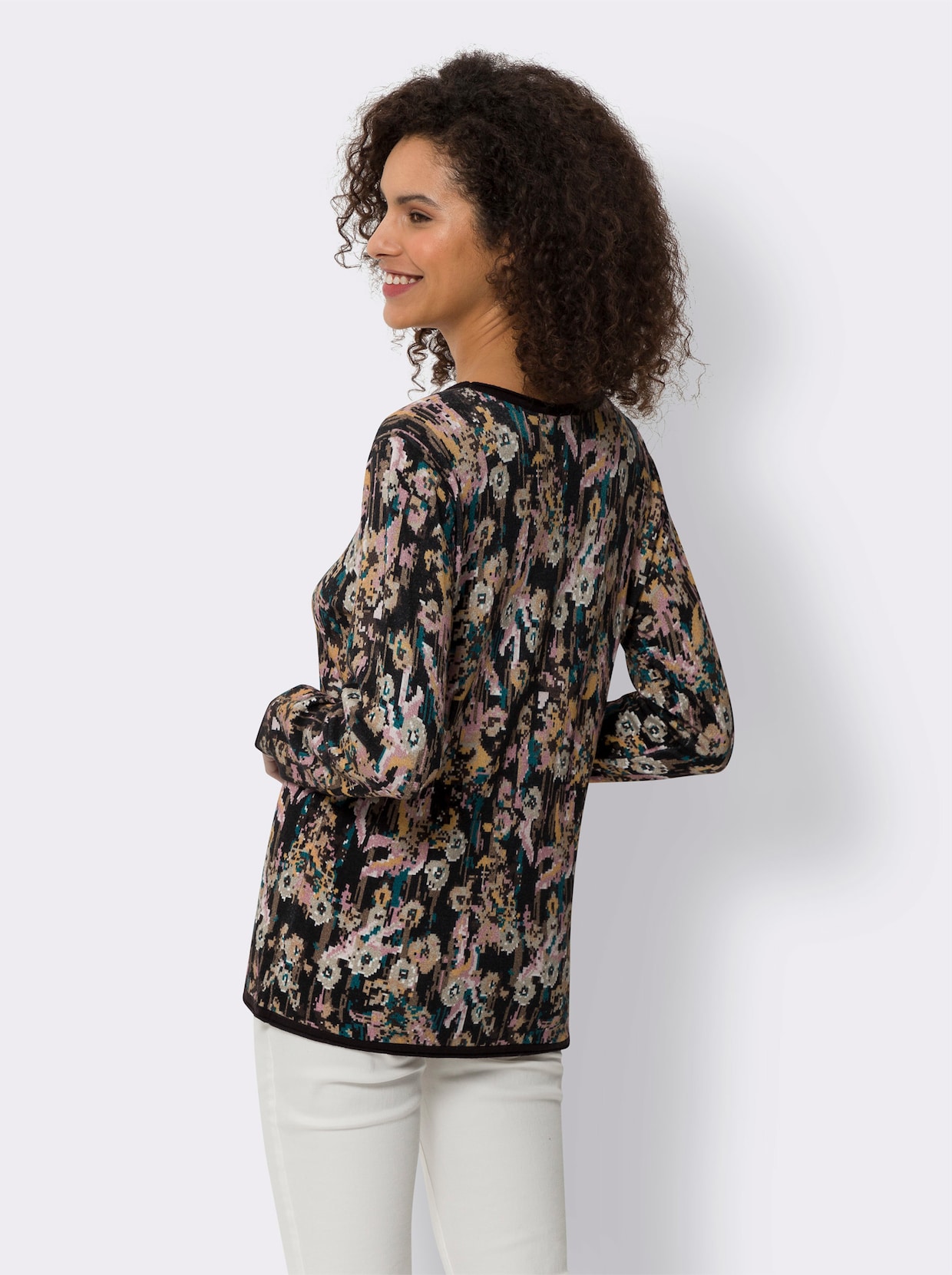 heine Pullover met print - zwart/beige geprint