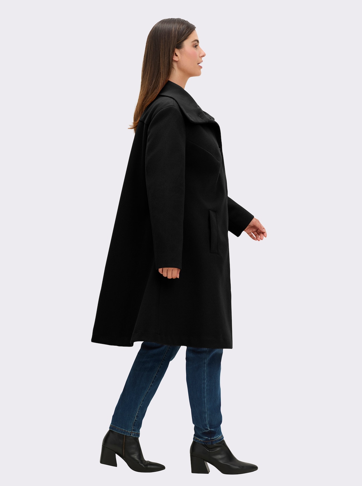 Kurzmantel in A-Linie - schwarz