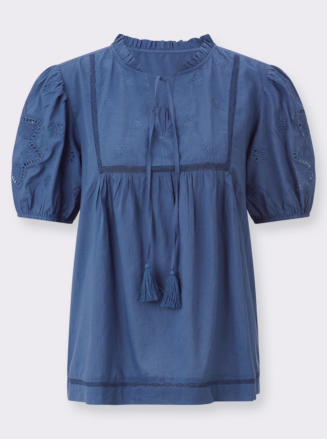Katoenen blouse - jeansblauw