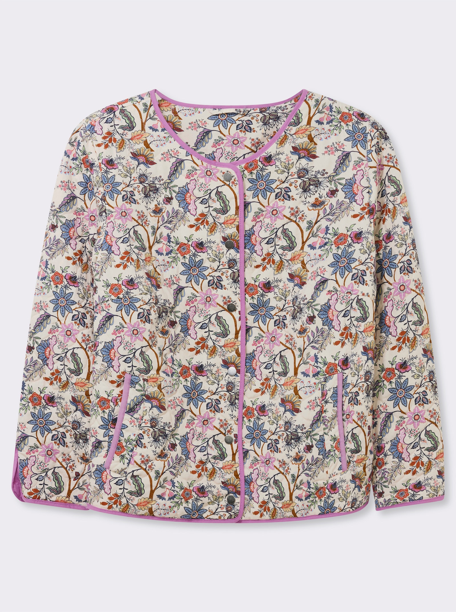 sheego Veste matelassée avec motif floral - couleur ivoire-bleu foncé à motifs