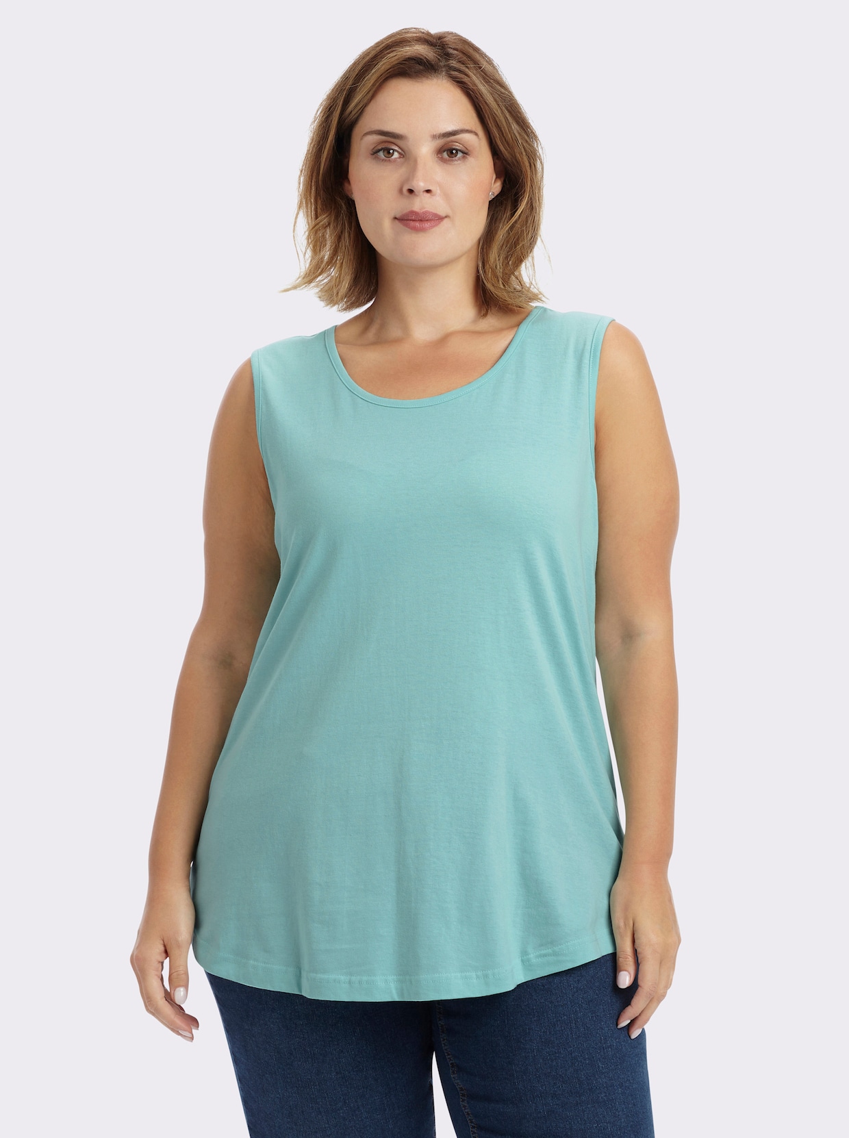 Longtop mit abgerundetem Saum - flieder + mint