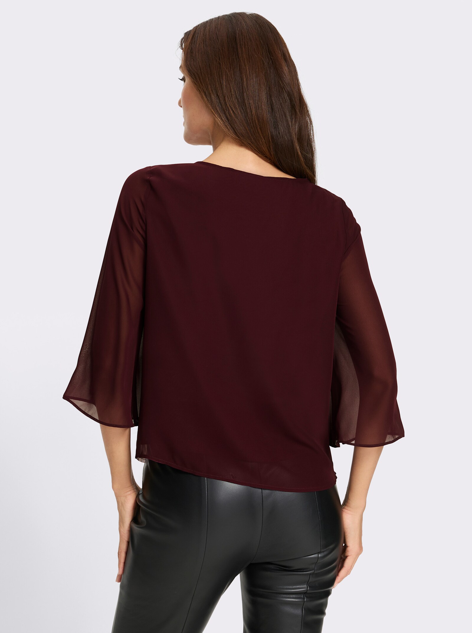 heine Georgettebluse mit Trompetenärmeln - burgund-gemustert