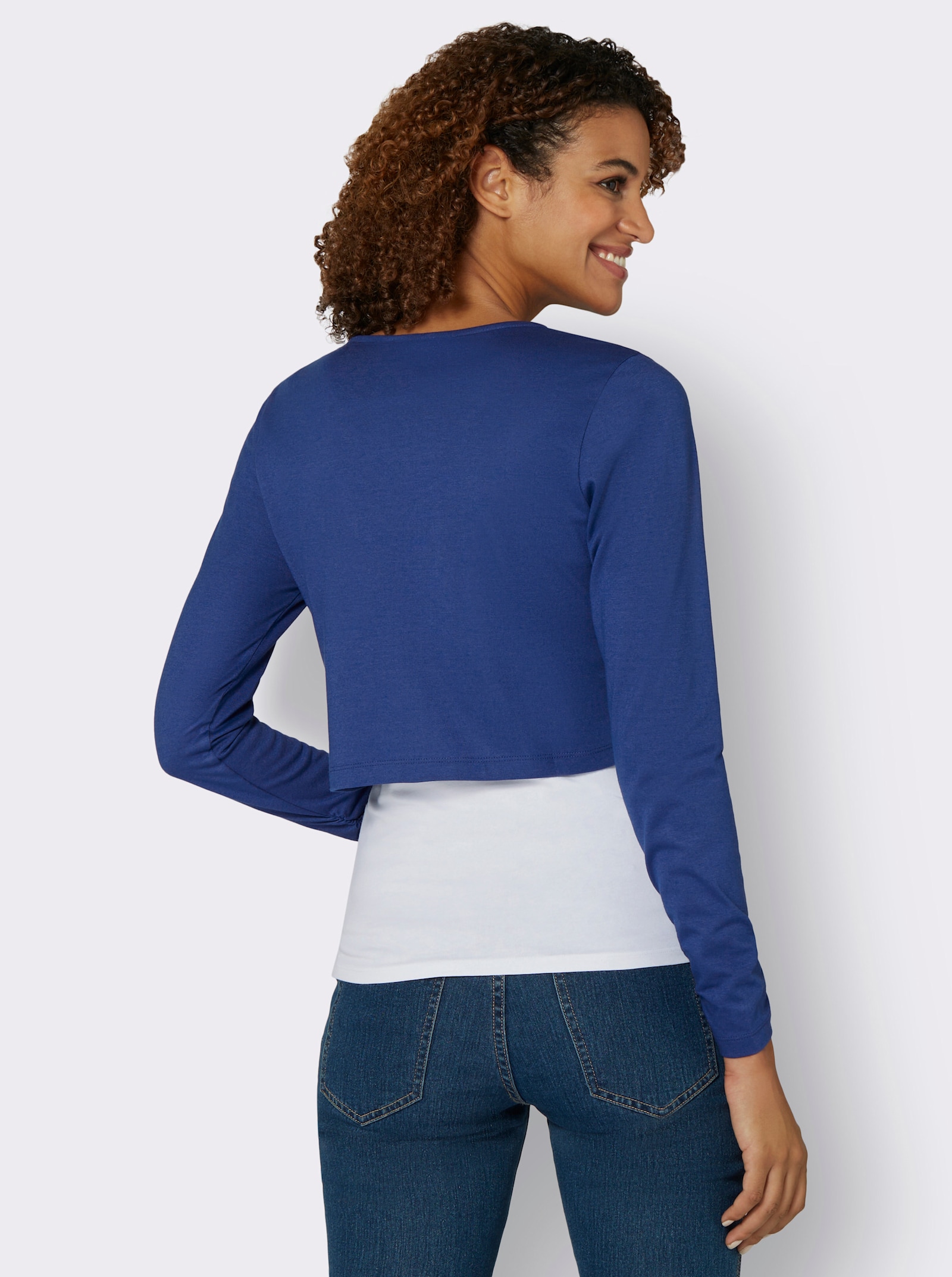 Shirtjacke mit Raffung - royalblau