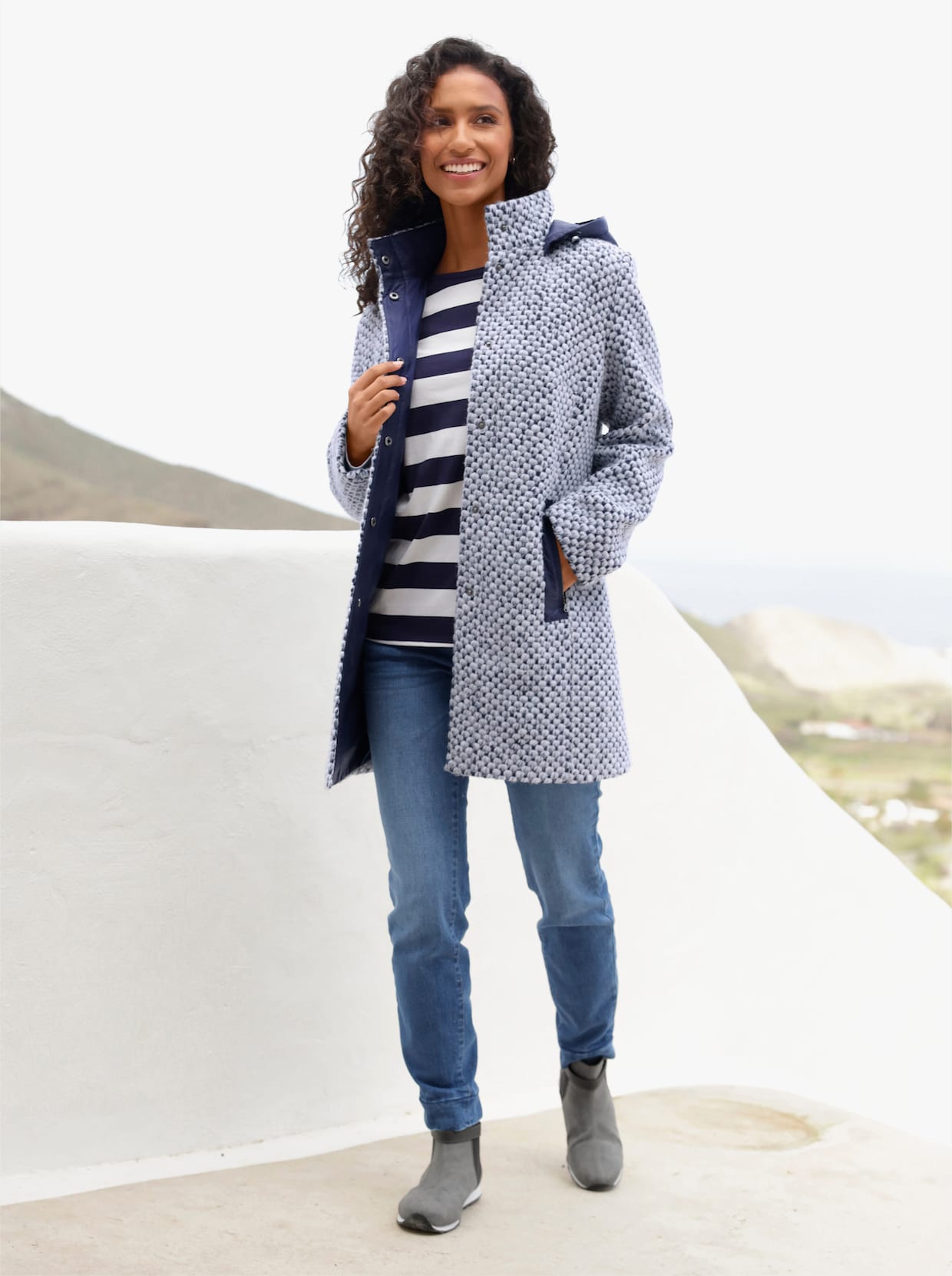 heine Outdoorjack - marine/ecru gemêleerd