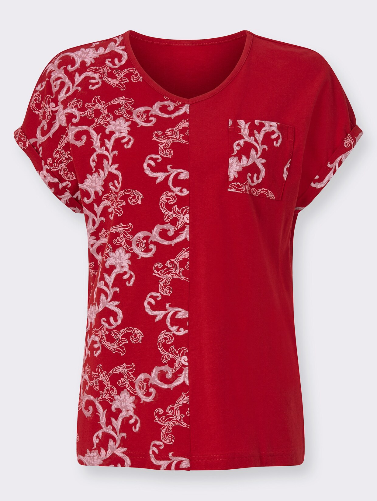 Tričko s krátkým rukávem - červená-vzor