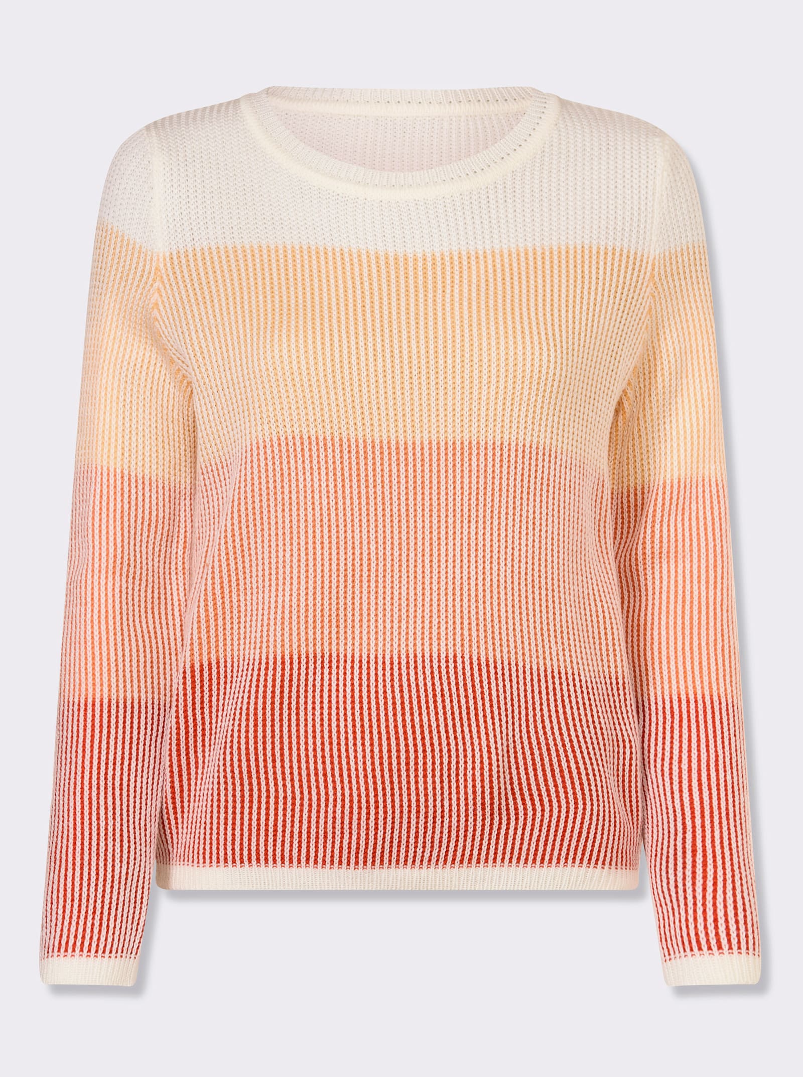 Rundhalspullover in Rippen-Optik - terra-papaya-gemustert