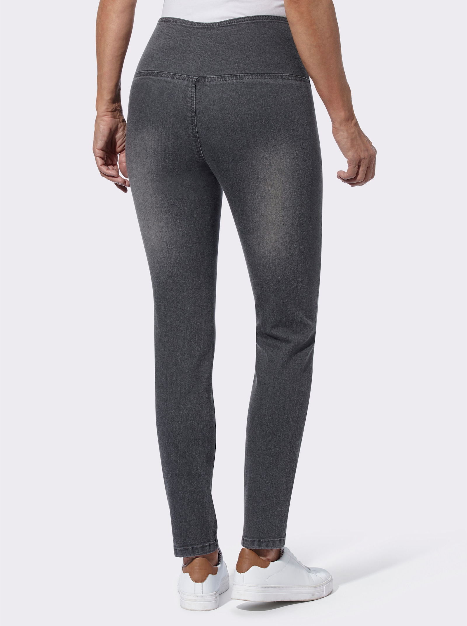 Stretch-Jeans mit überlappendem Bund - anthrazit-grey-denim