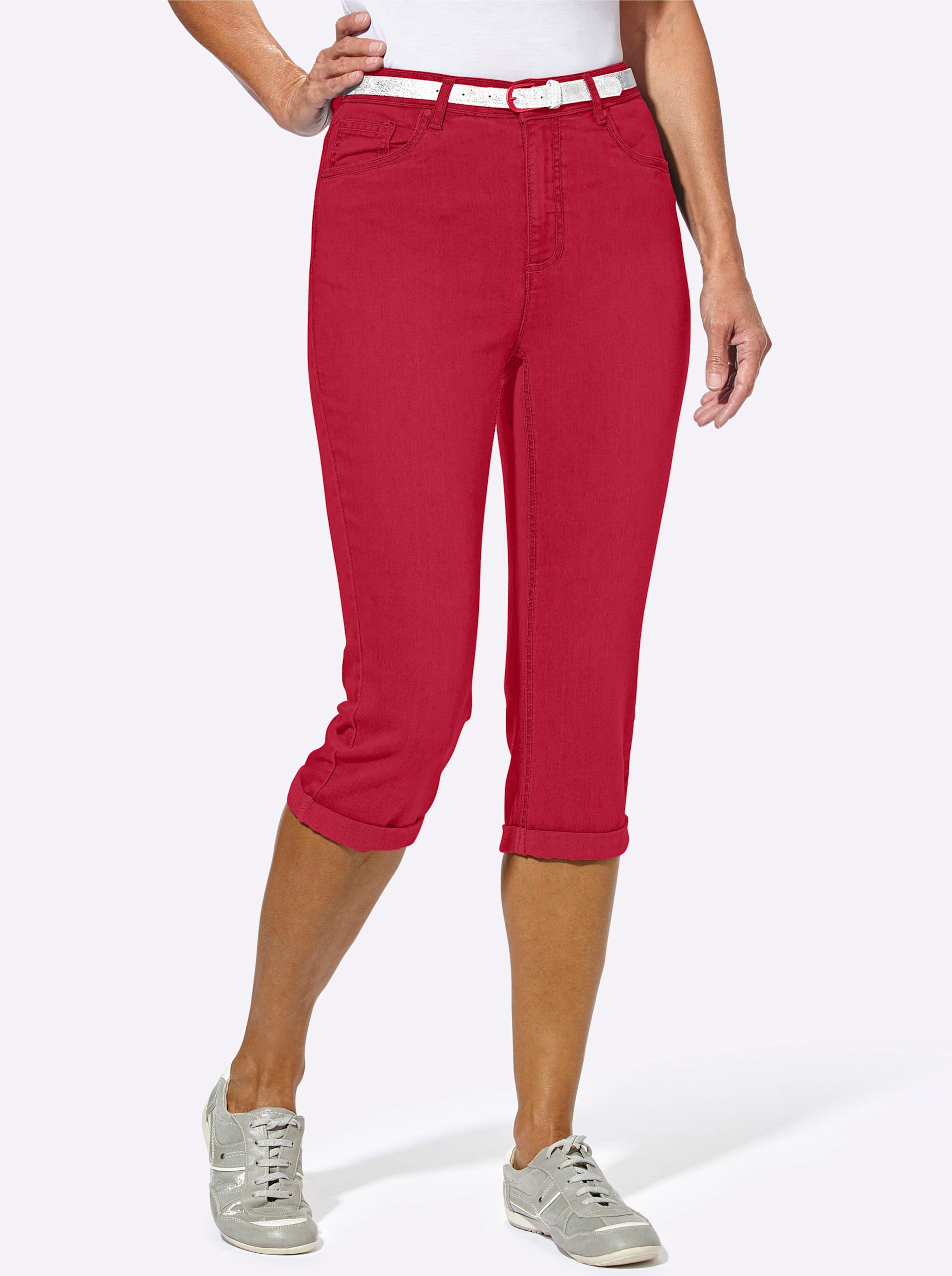 Witt Damen Caprihose inklusive Gürtel, rot