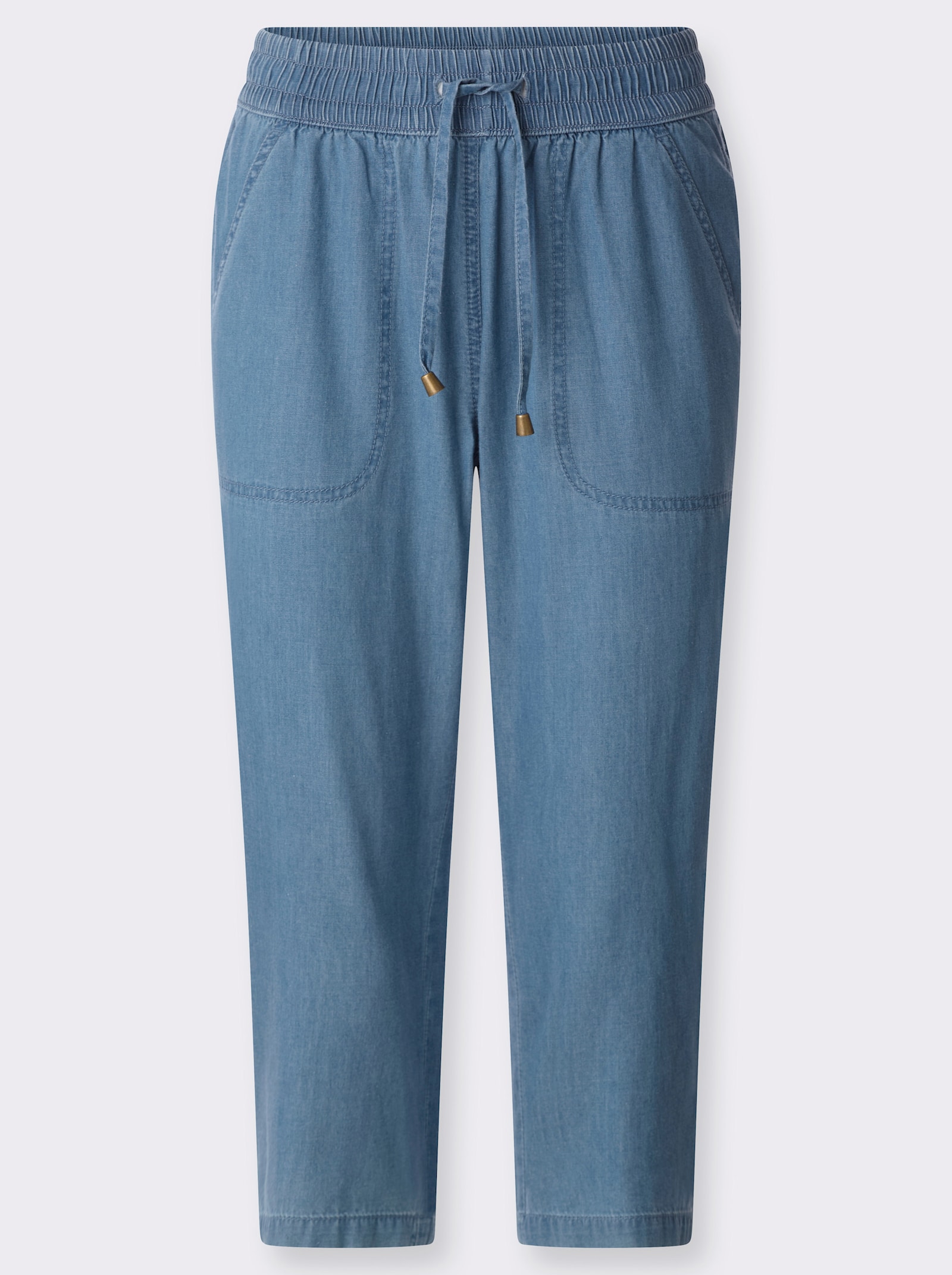 Caprijeans mit Rundum-Dehnbund - blue-bleached