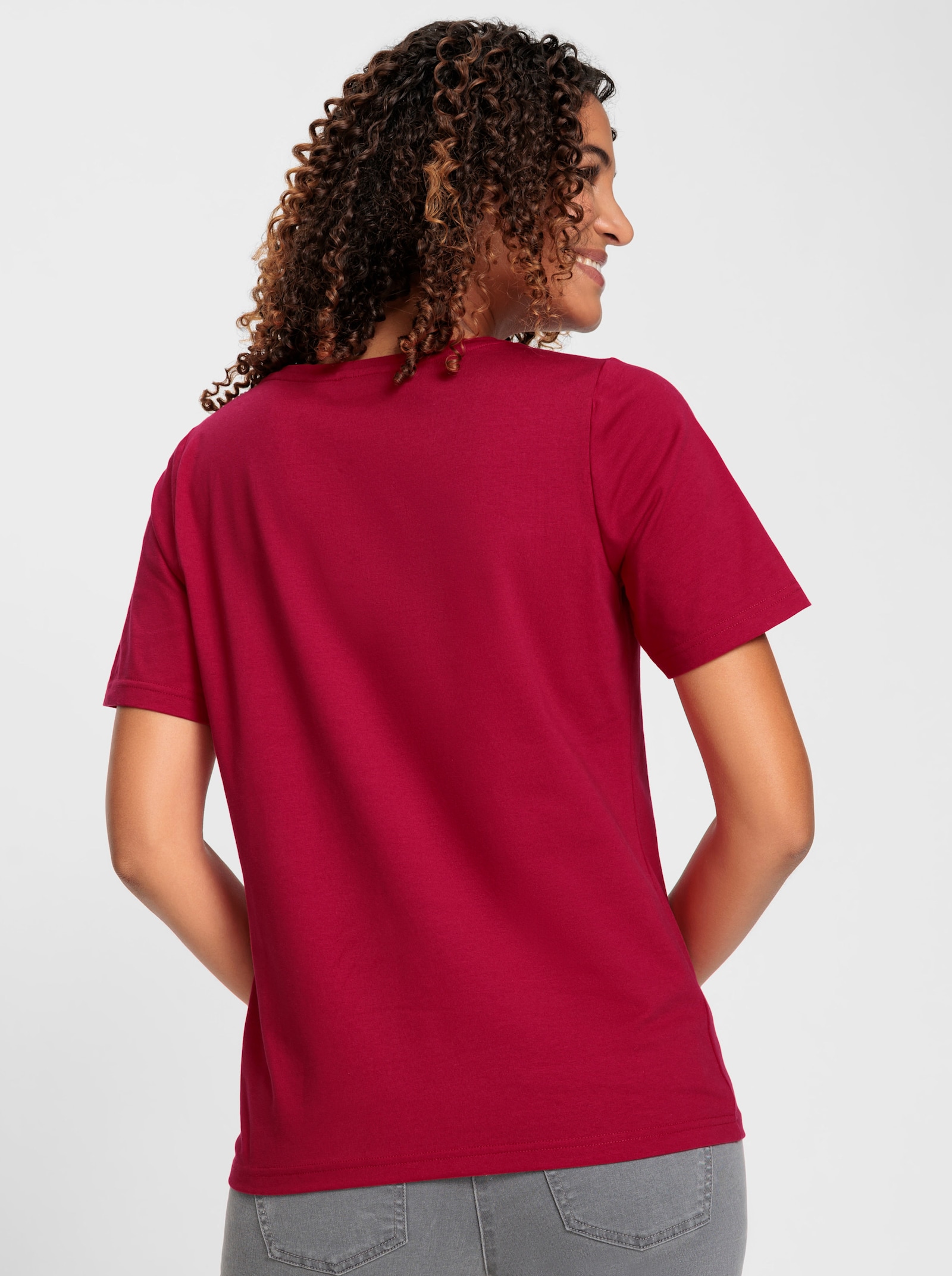 Kurzarmshirt mit Rundhals-Ausschnitt - rot