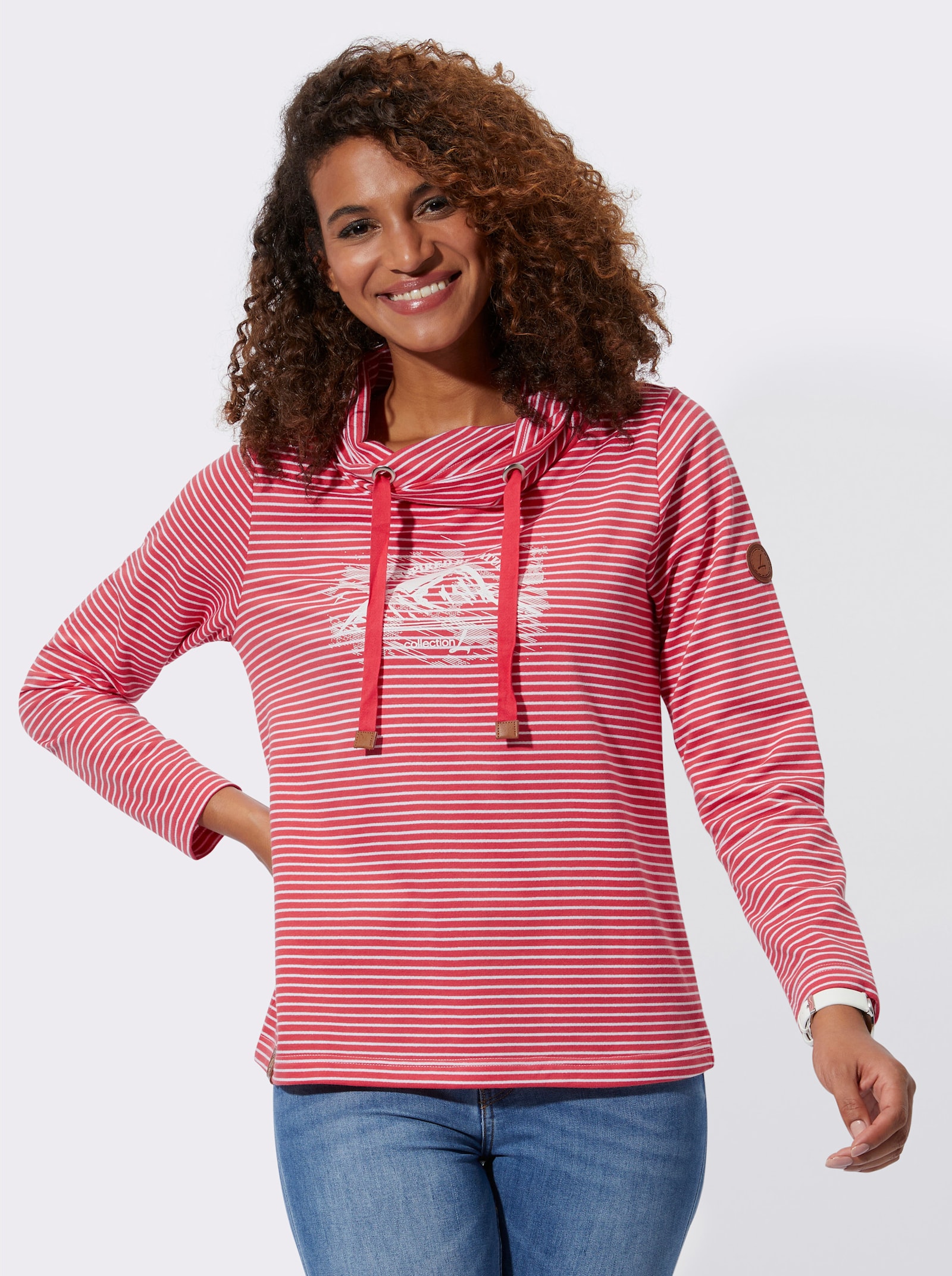 Sweatshirt in French Terry-Qualität - hummer-weiß-geringelt