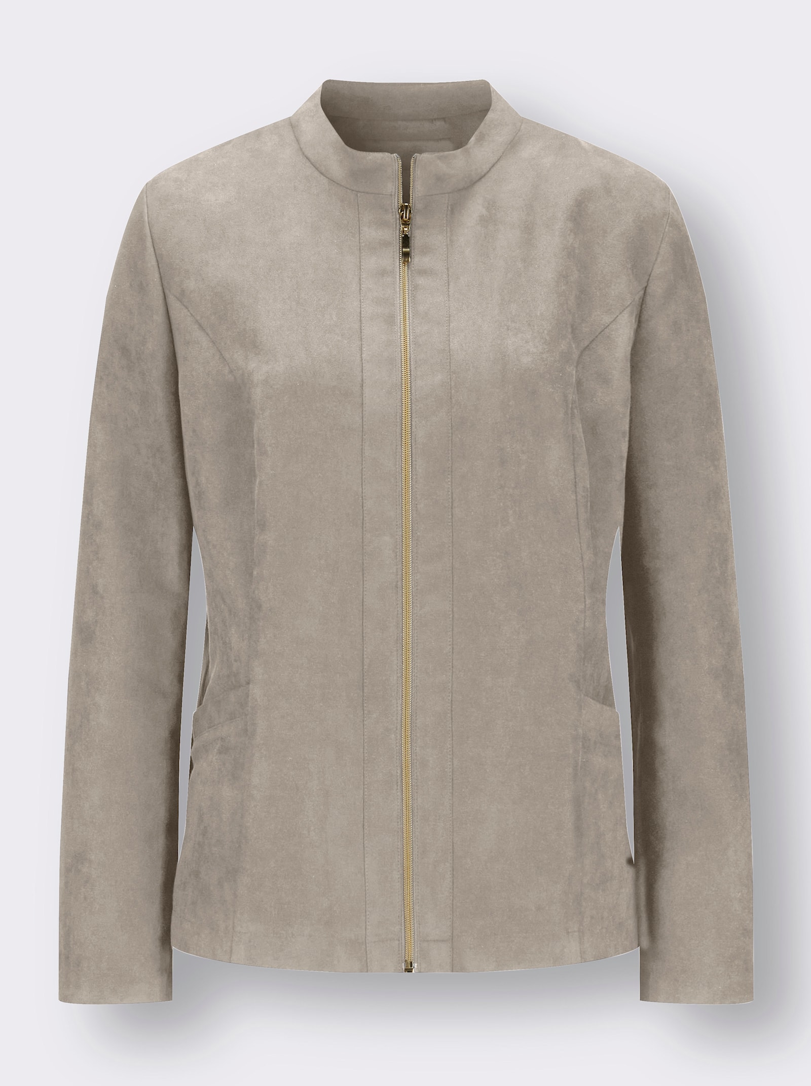 Blazer aus Veloursleder-Imitat - stein