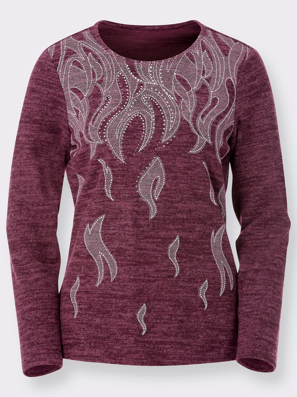 Shirt met ronde hals - braamrood gemêleerd