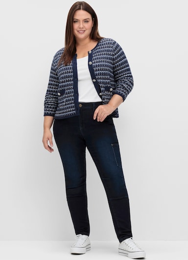 sheego Strickjacke - blau gemustert