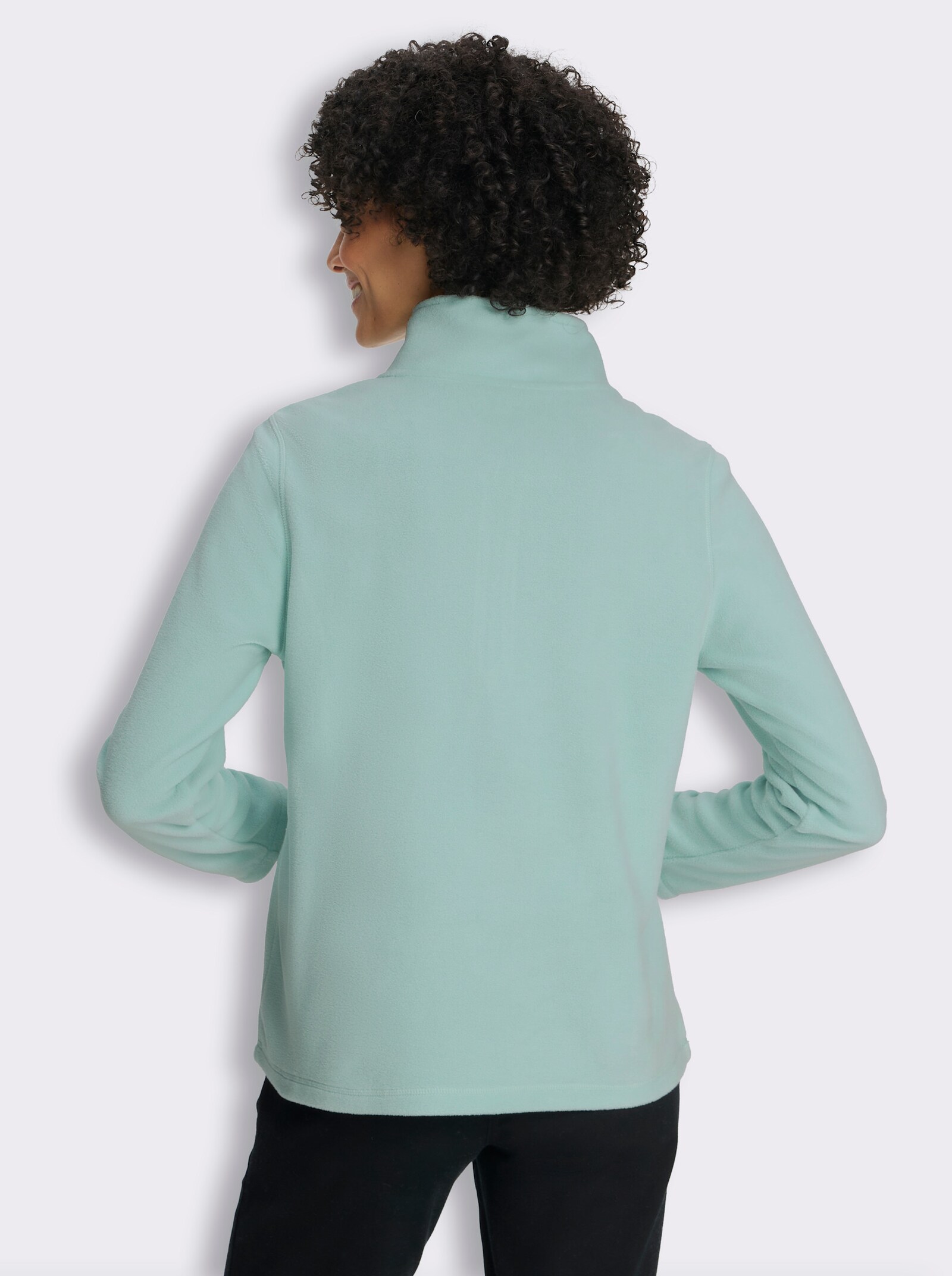 Fleeceshirt mit Stehkragen - kalkmint