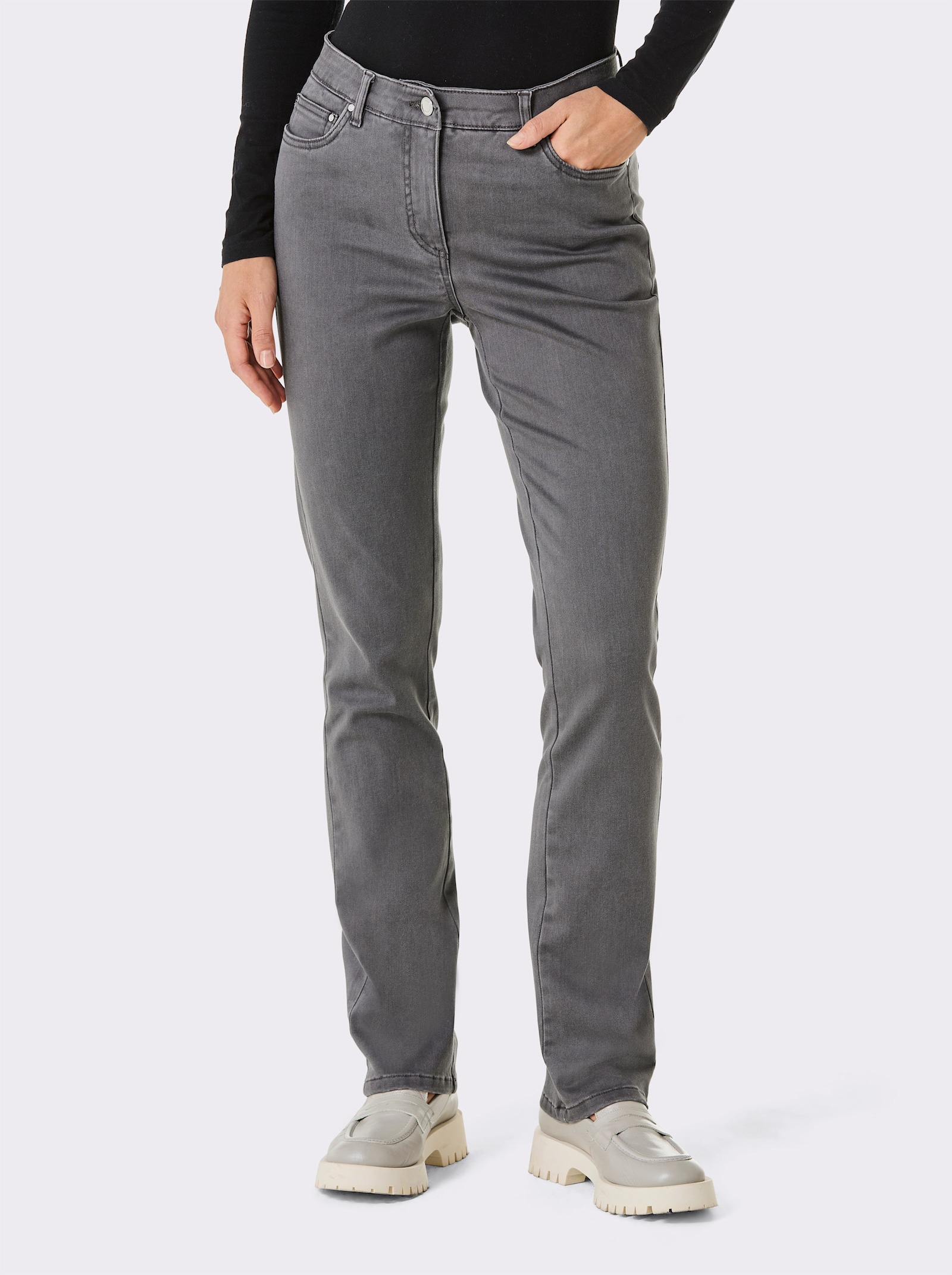 CREATION L PREMIUM 5-pocketjeans met comfortband - stone-grey-denim