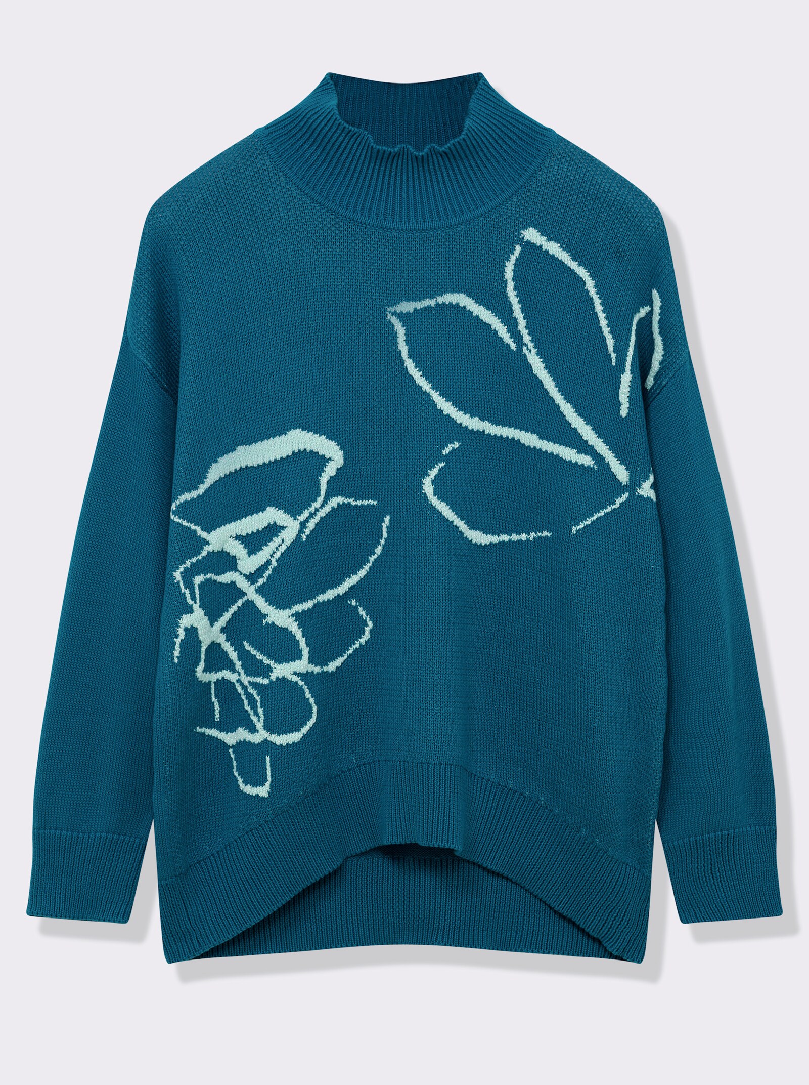 sheego Pullover mit glitzerndem Intarsienmuster - topas-kalkmint-gemustert