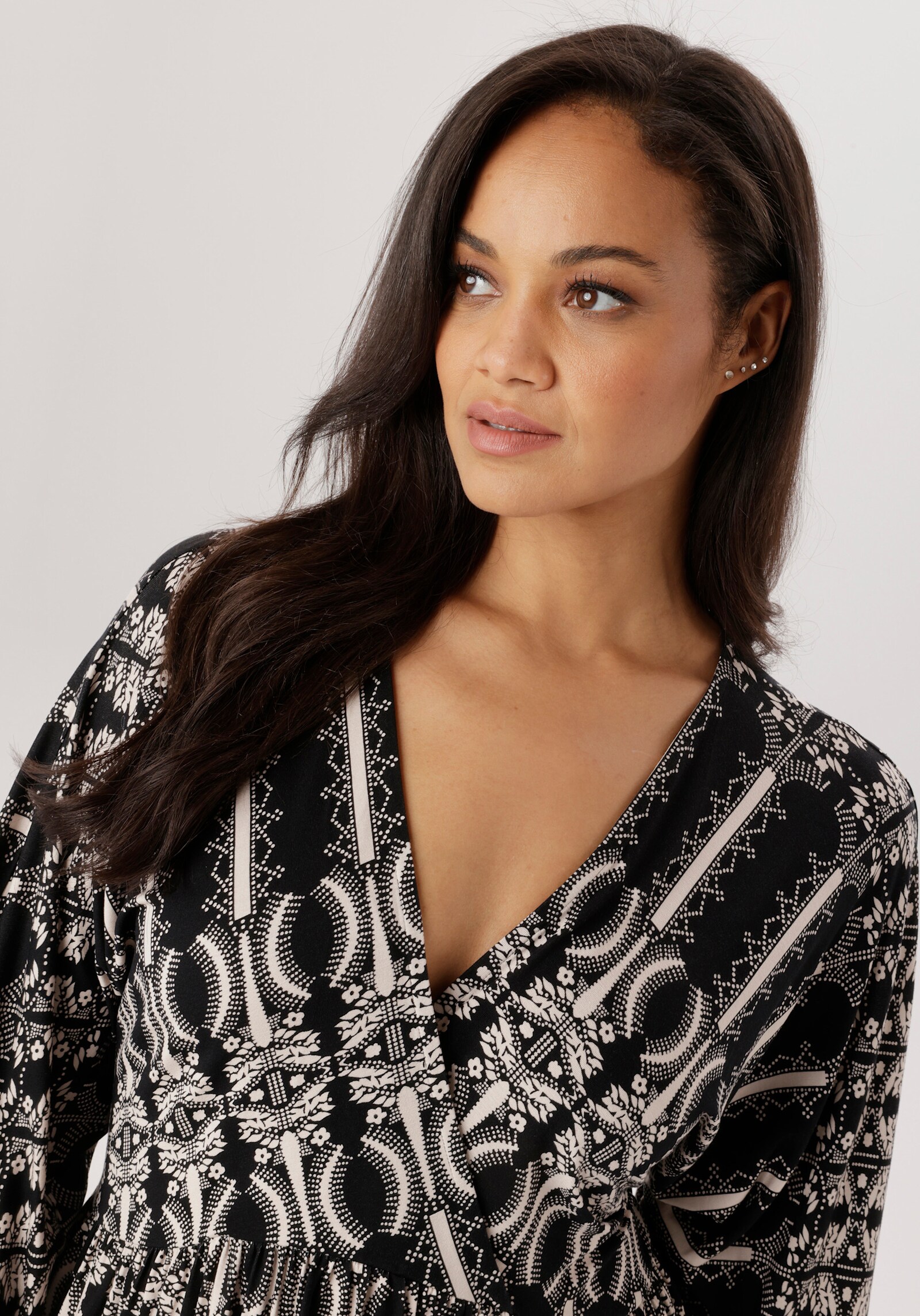 Aniston PLUS Jerseykleid - schwarz-weiß