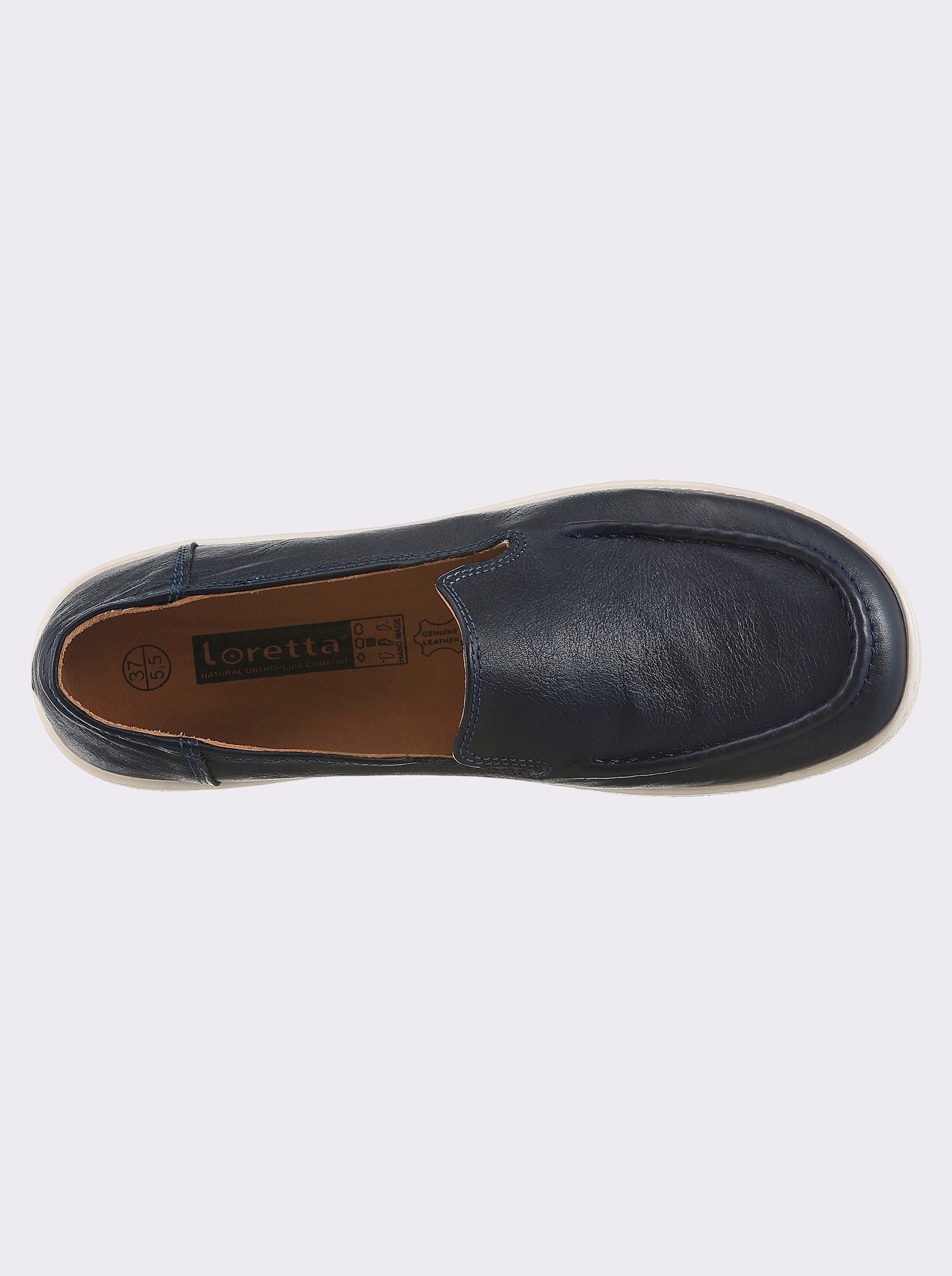 Loretta Slipper aus Leder, weich gepolstert - jeansblau