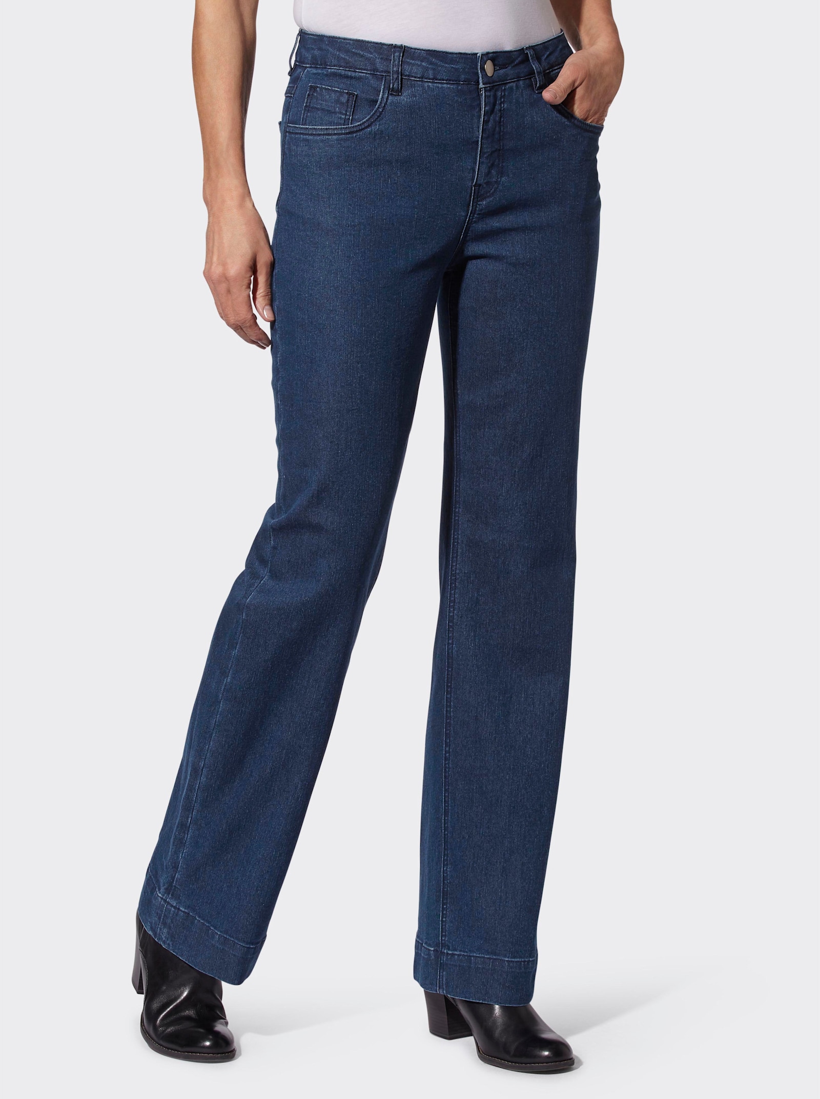 Jeans mit weitem Bein - blue stone