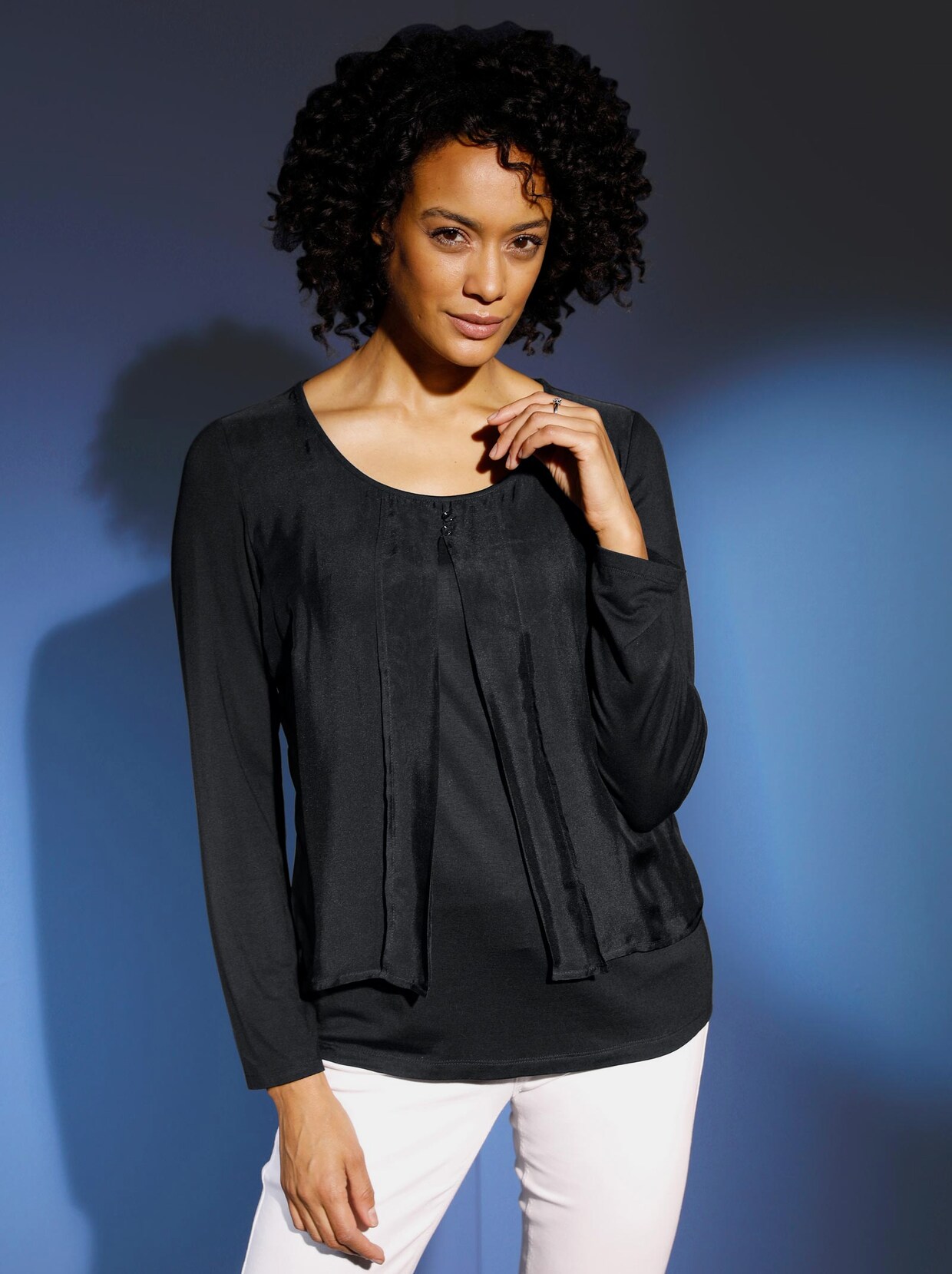 Creation L Premium Viskose-Seiden-Shirt - schwarz