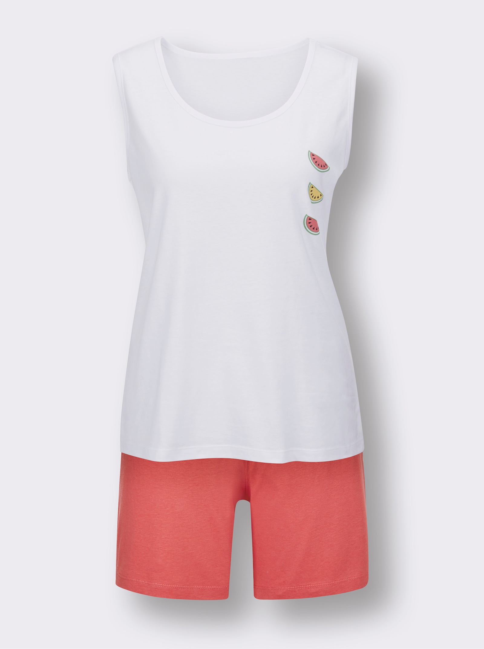 wäschepur Shortys in Jersey-Qualität - gelb-grapefruit-bedruckt + weiß-grapefruit