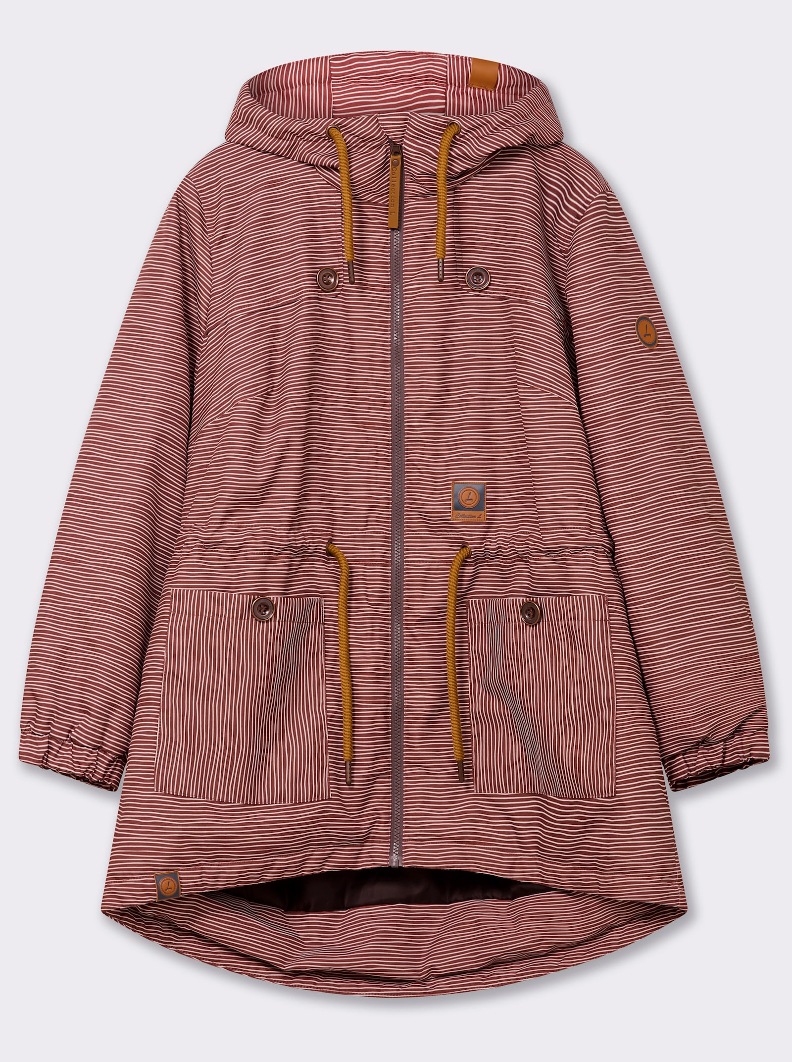 Jacke wind- und wasserabweisend - rostrot-weiß-geringelt