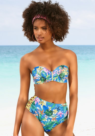 Venice Beach Bandeaubikinitop met beugel - blauw geprint